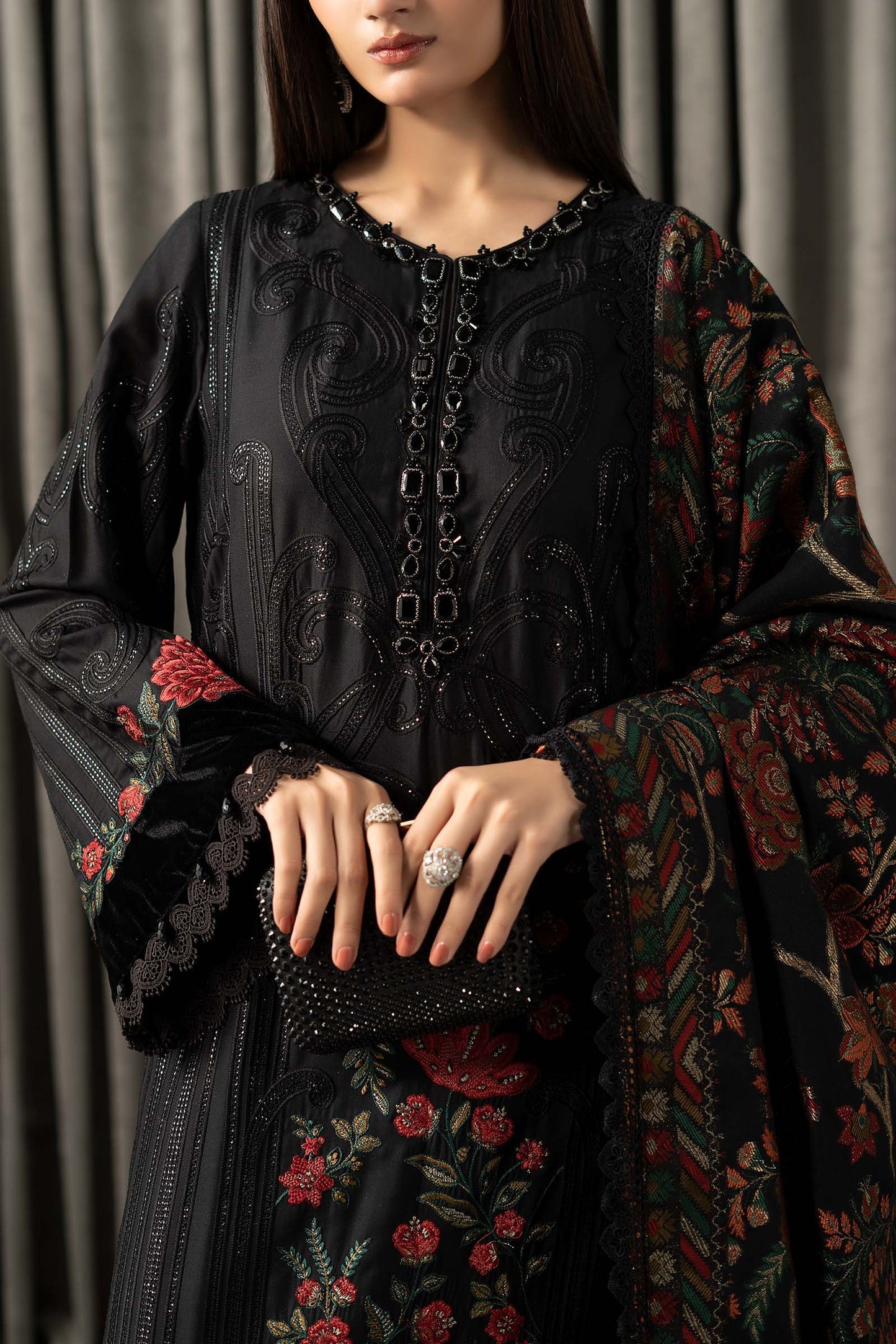 3 Piece Embroidered Linen Suit