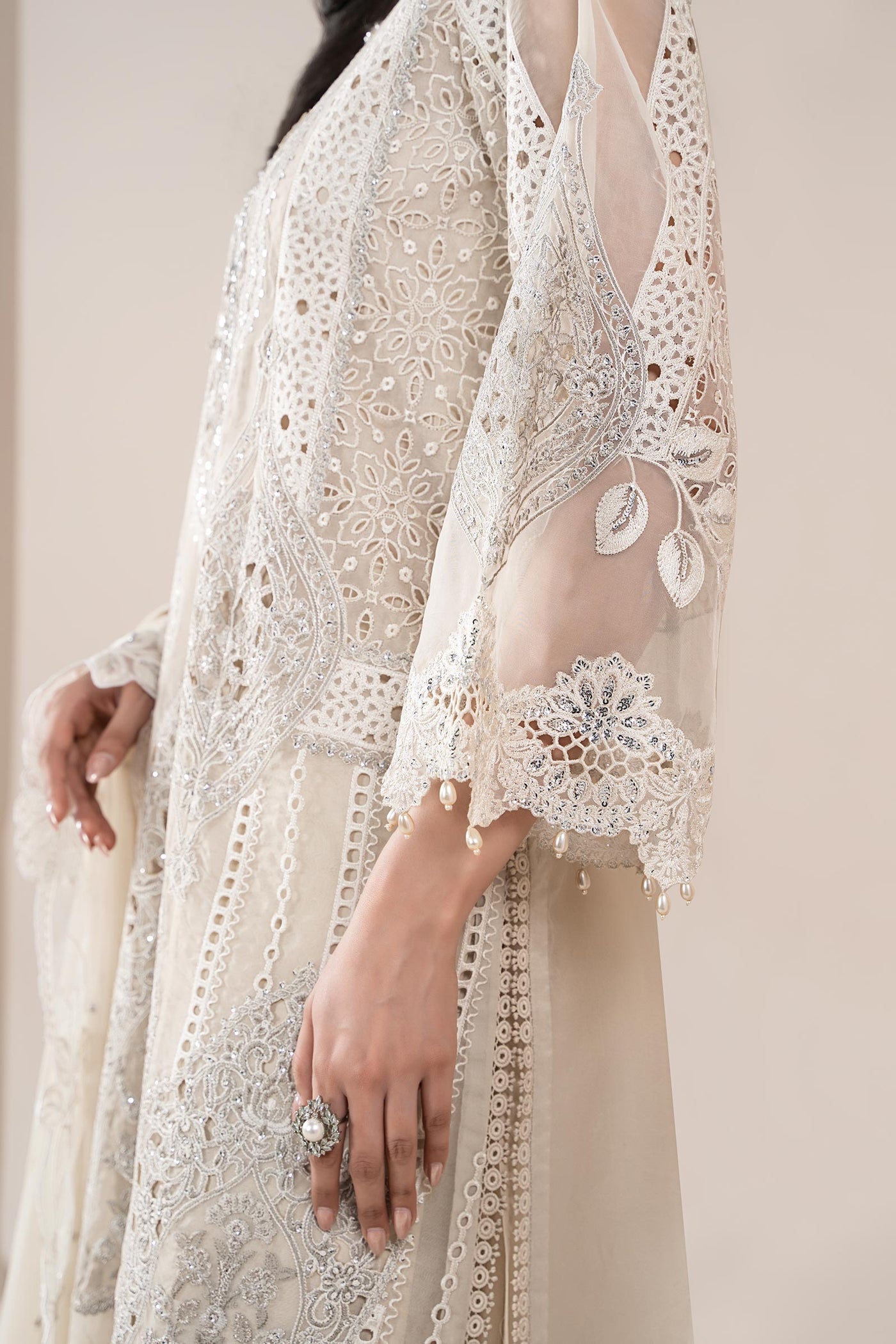 3 Piece Embroidered Organza Suit | ELS-25-09