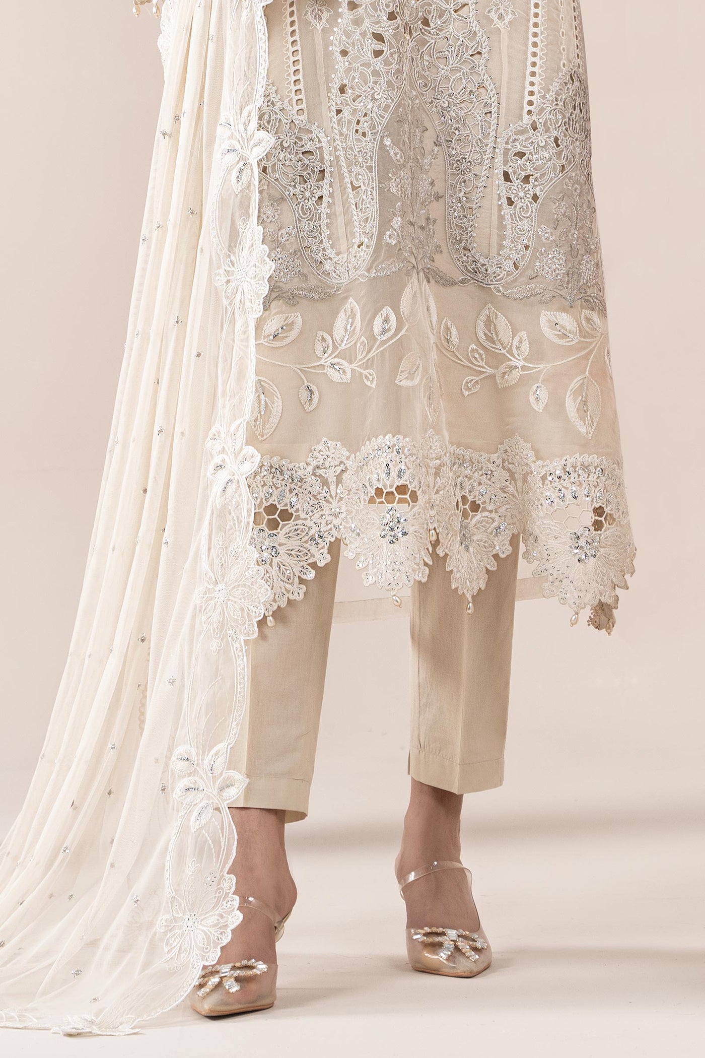 3 Piece Embroidered Organza Suit | ELS-25-09
