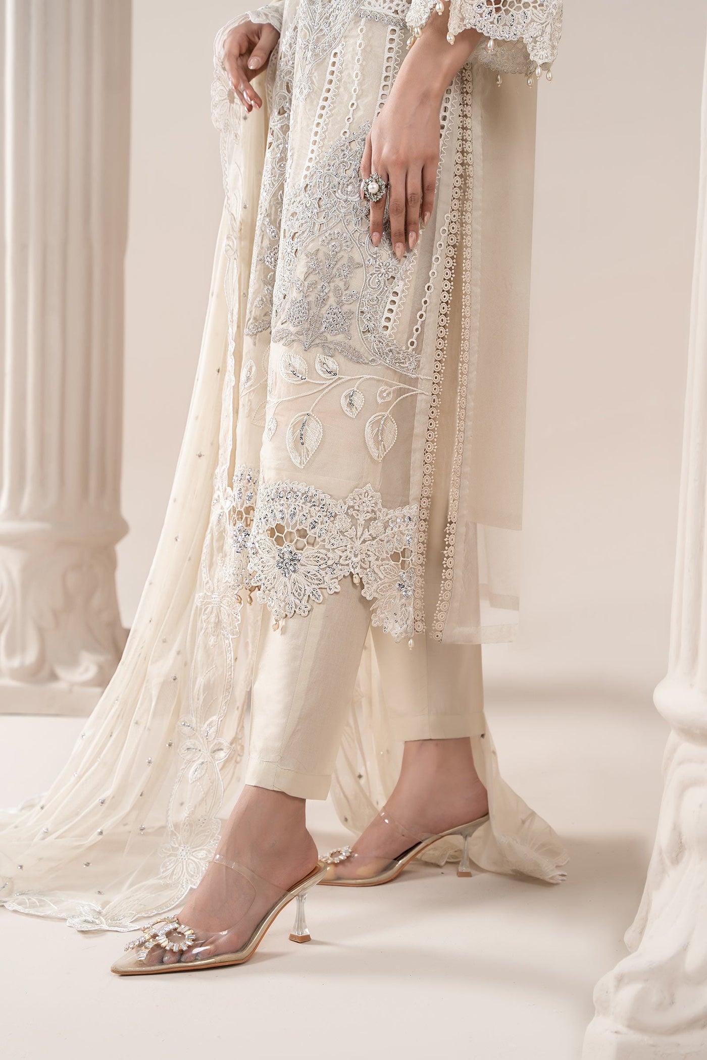 3 Piece Embroidered Organza Suit | ELS-25-09