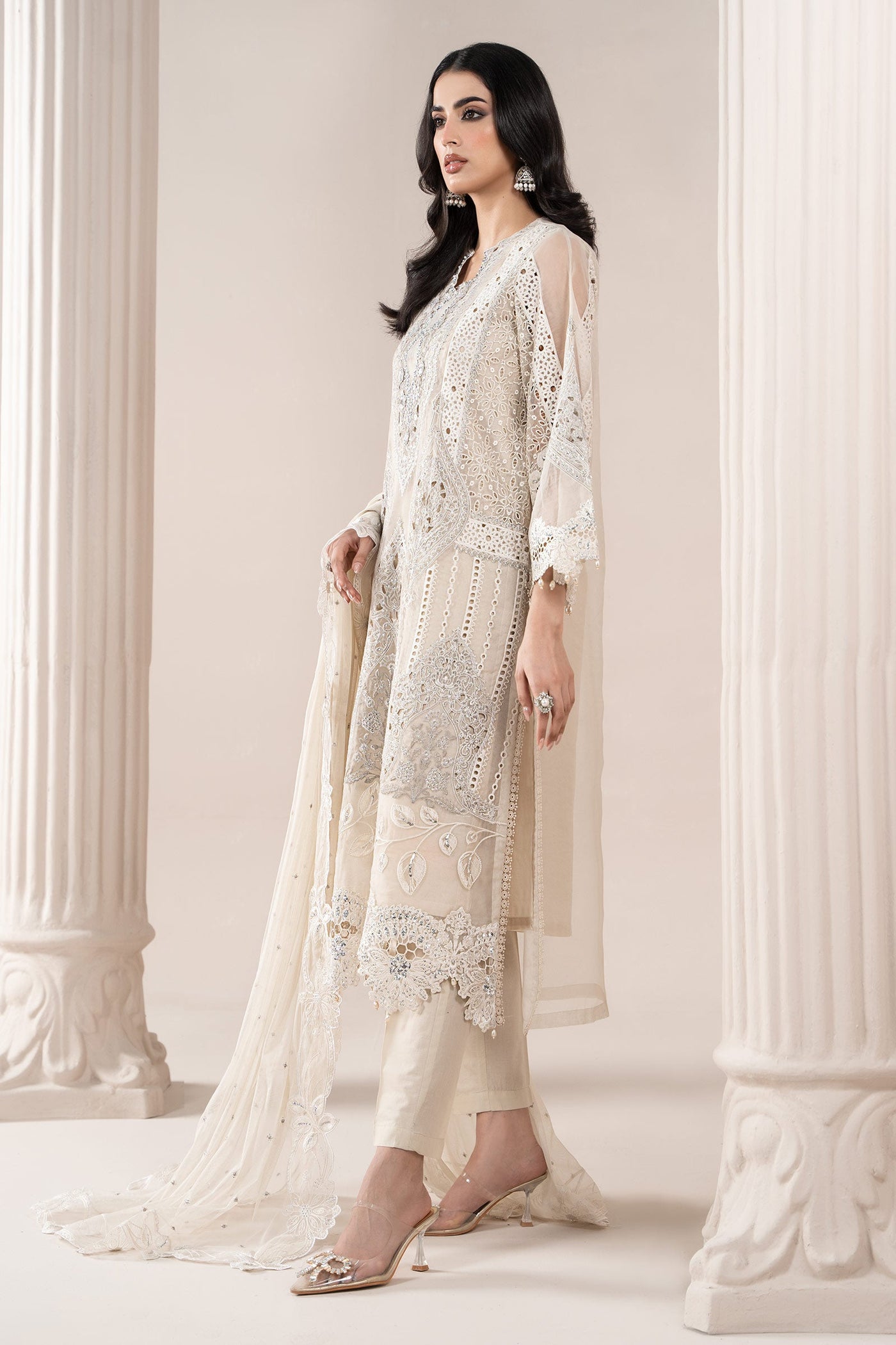3 Piece Embroidered Organza Suit | ELS-25-09