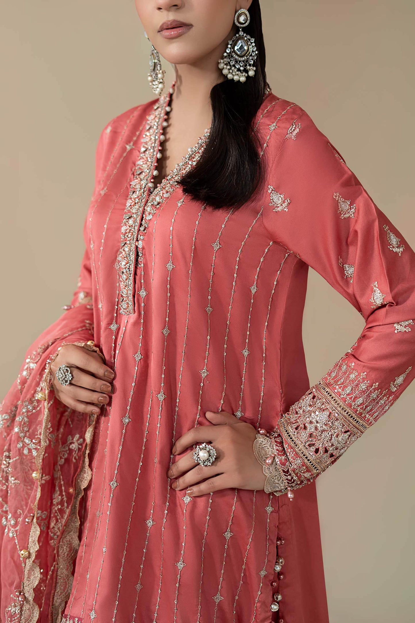 3 Piece Embroidered Cotton Satin Suit | CSS-809