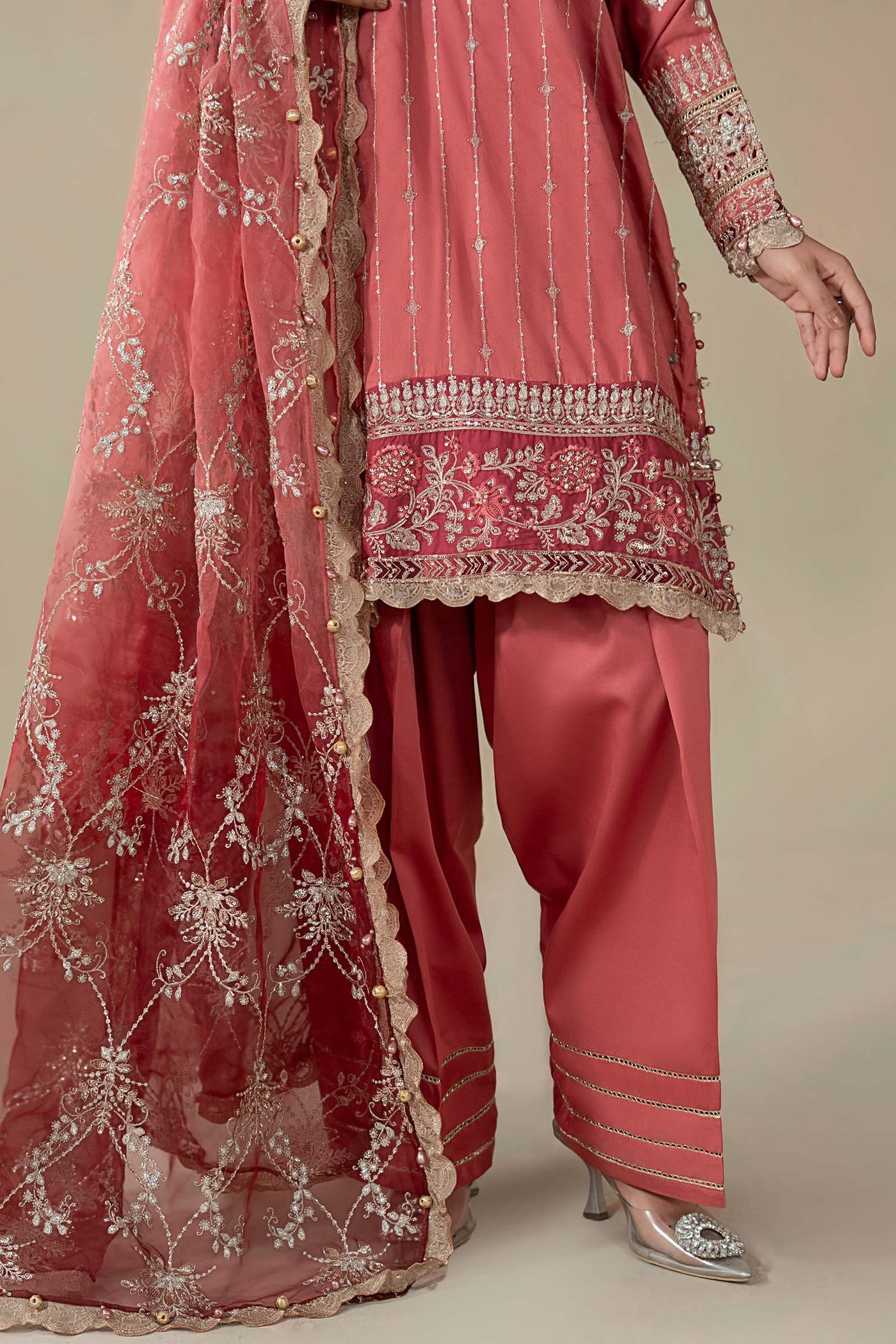 3 Piece Embroidered Cotton Satin Suit | CSS-809