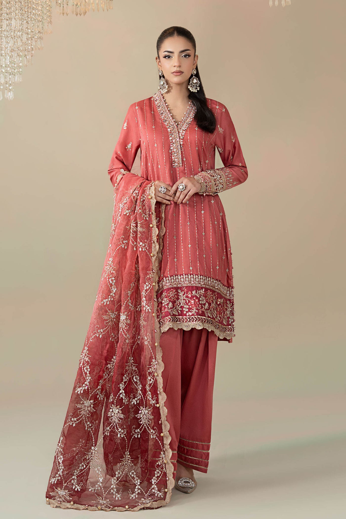 3 Piece Embroidered Cotton Satin Suit | CSS-809
