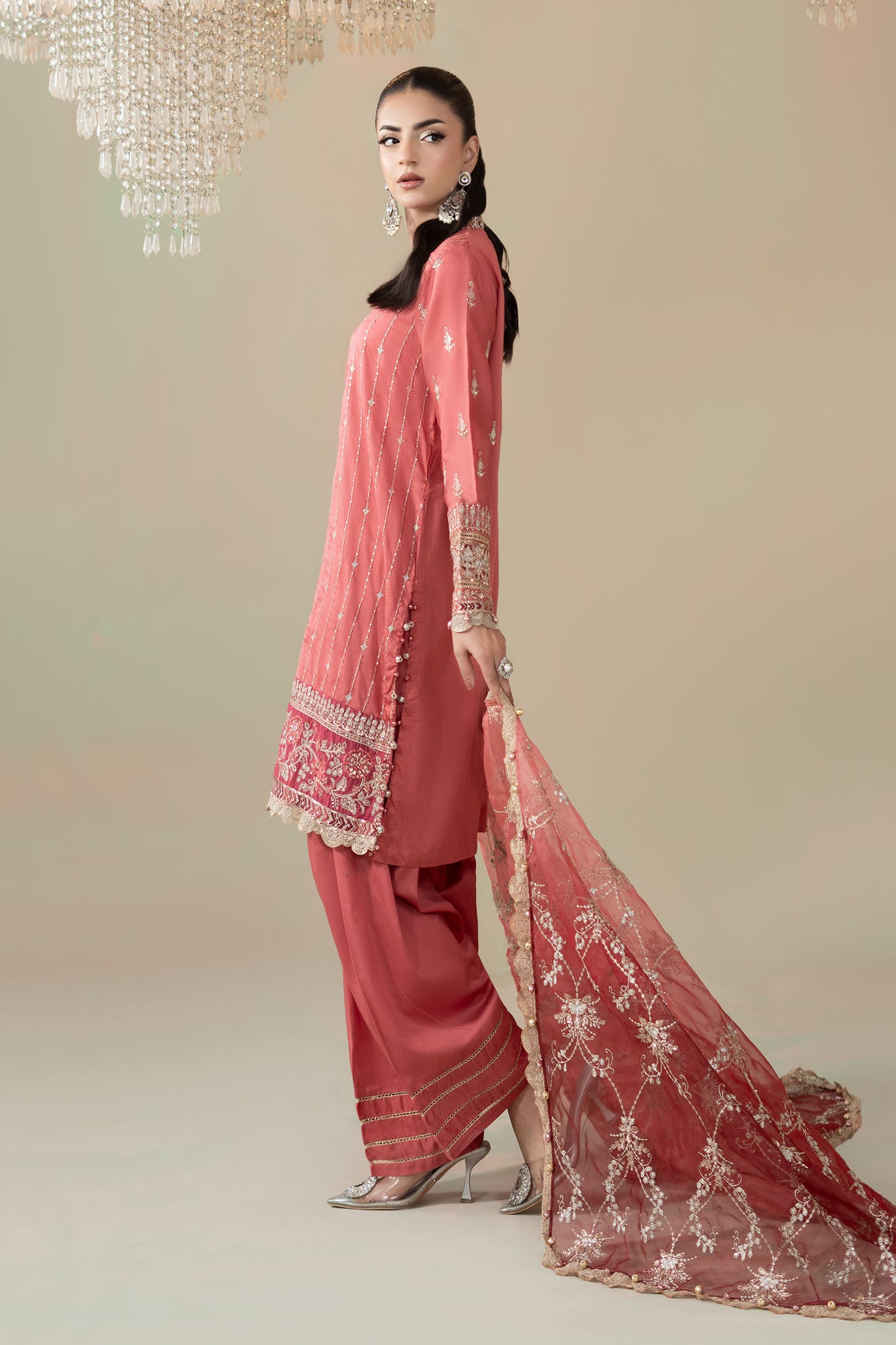 3 Piece Embroidered Cotton Satin Suit | CSS-809