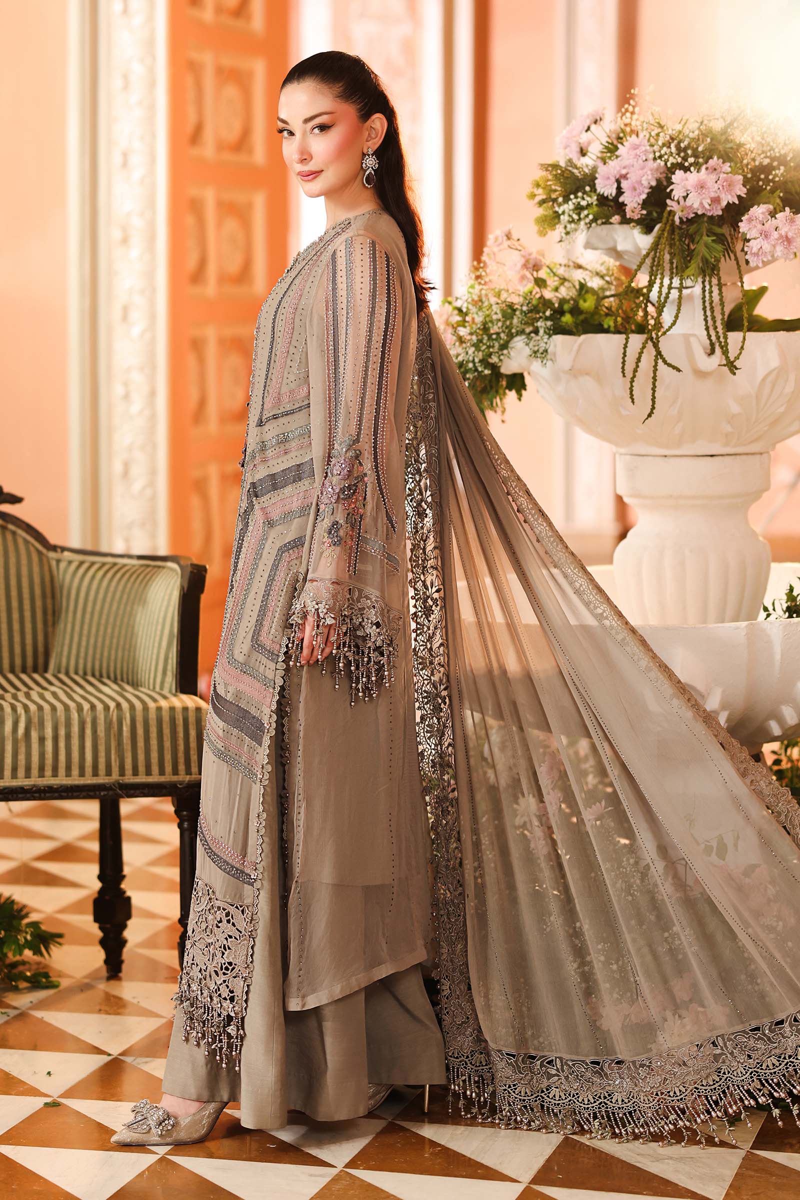 3 Piece Unstitched Embroidered Chiffon Suit