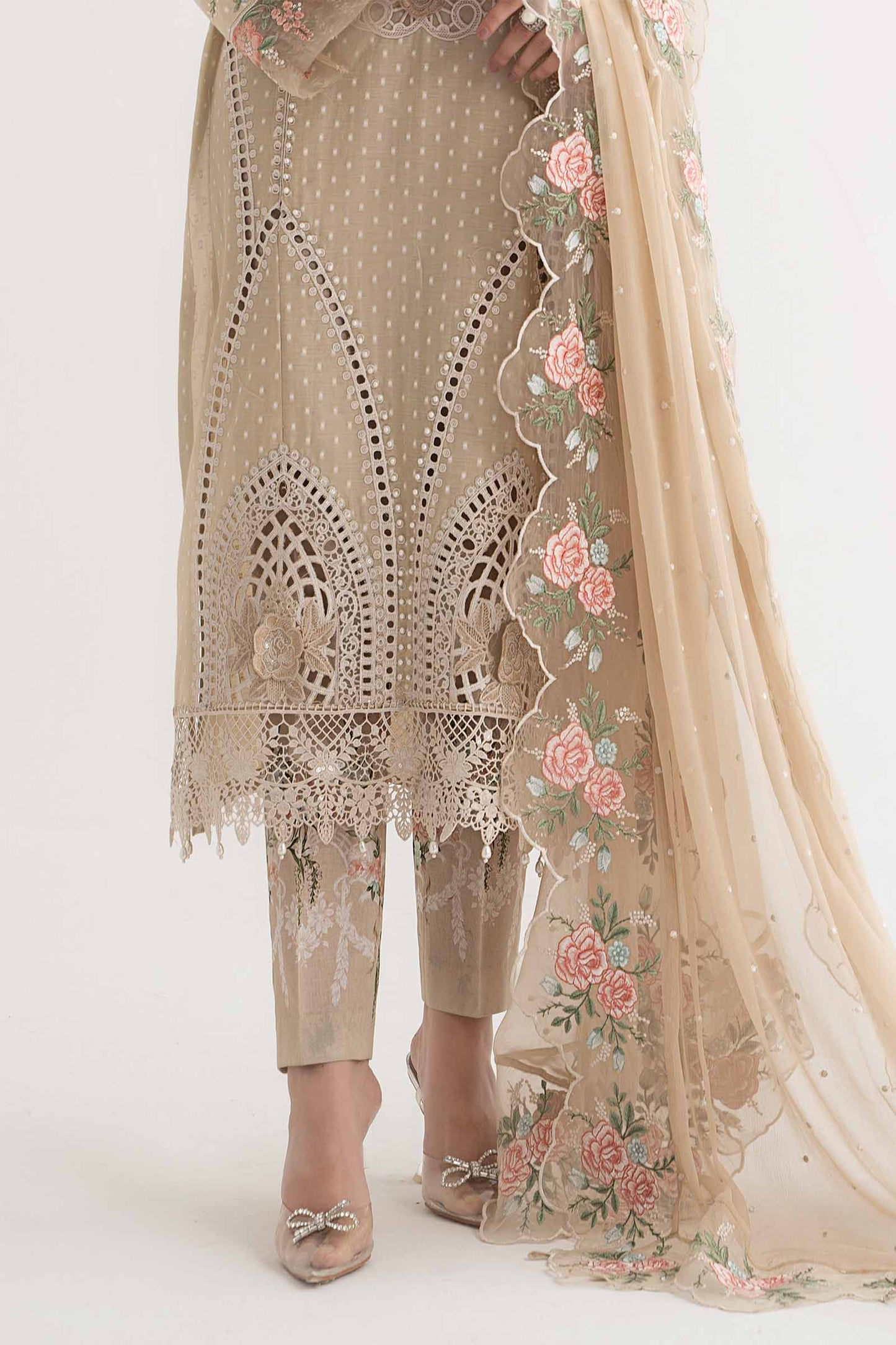 3 Piece Embroidered Broshia Suit | DS-2410-A