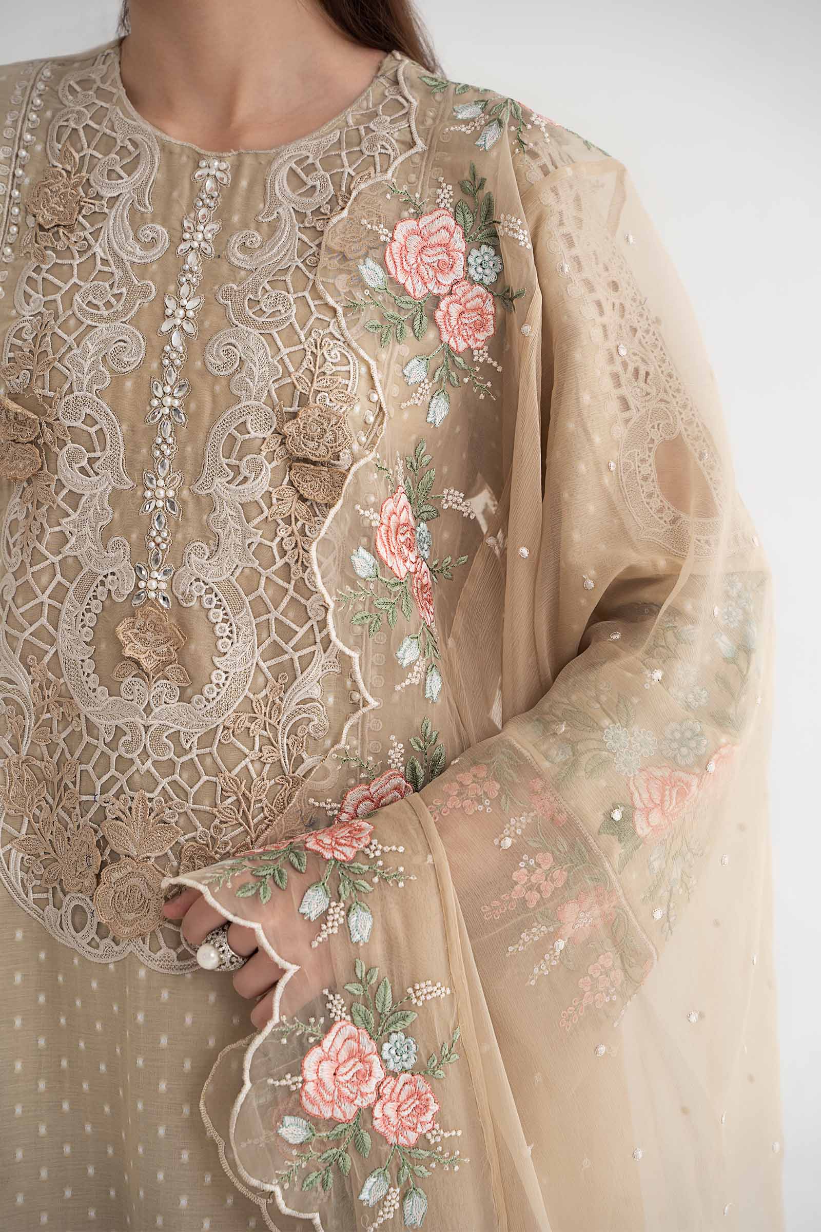 3 Piece Embroidered Broshia Suit | DS-2410-A