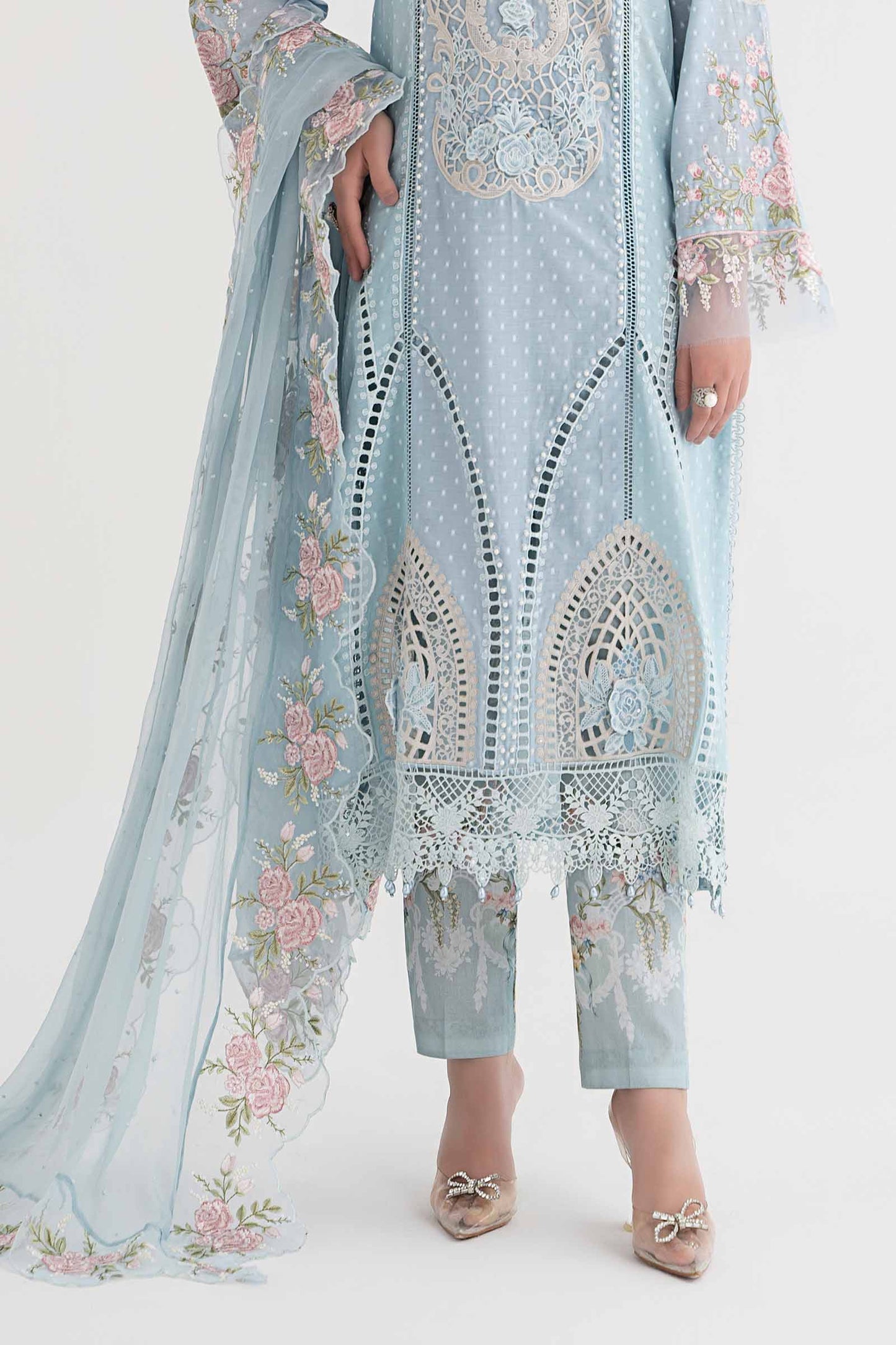 3 Piece Embroidered Broshia Suit | DS-2410-B