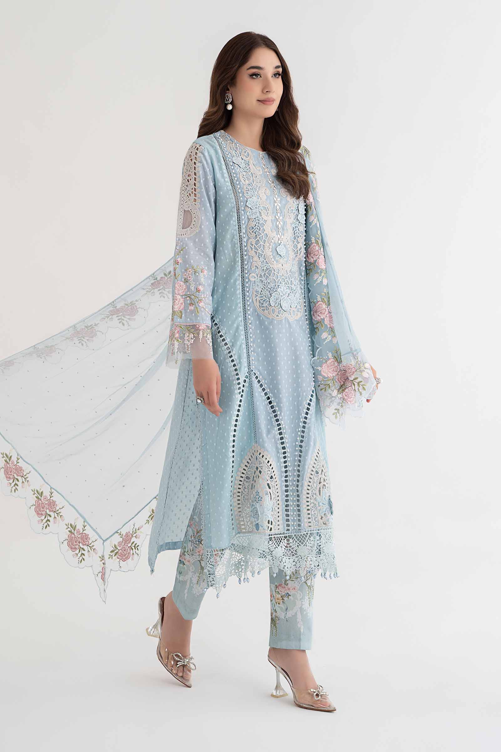 3 Piece Embroidered Broshia Suit | DS-2410-B