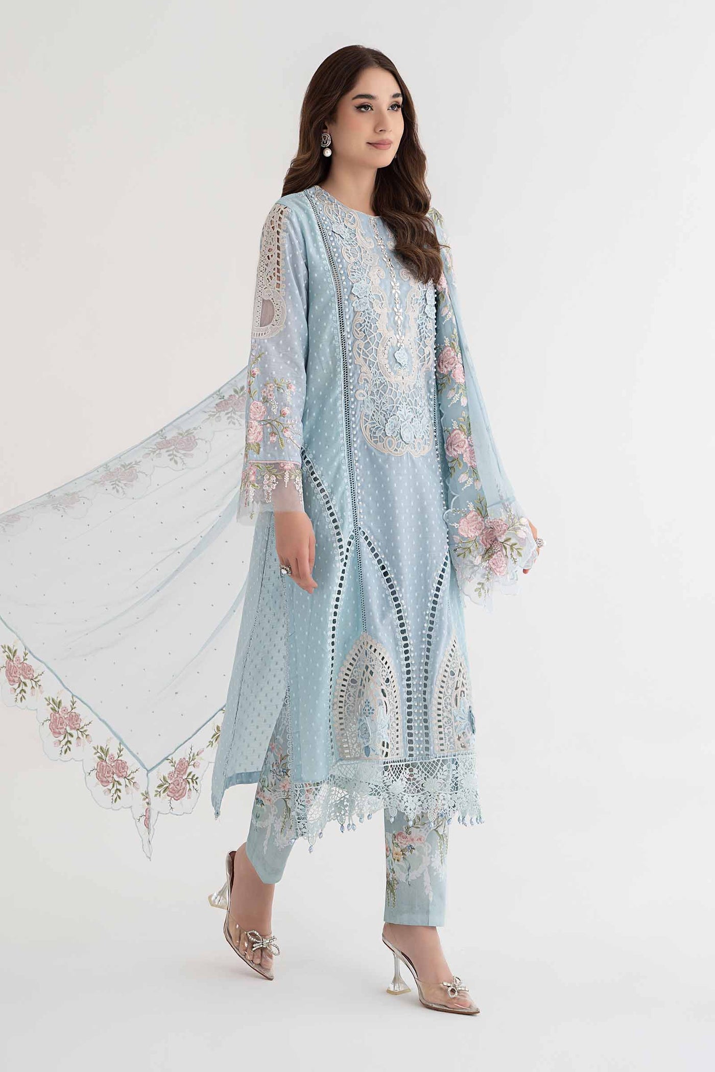 3 PIECE EMBROIDERED BROSHIA SUIT | DS-2410-B