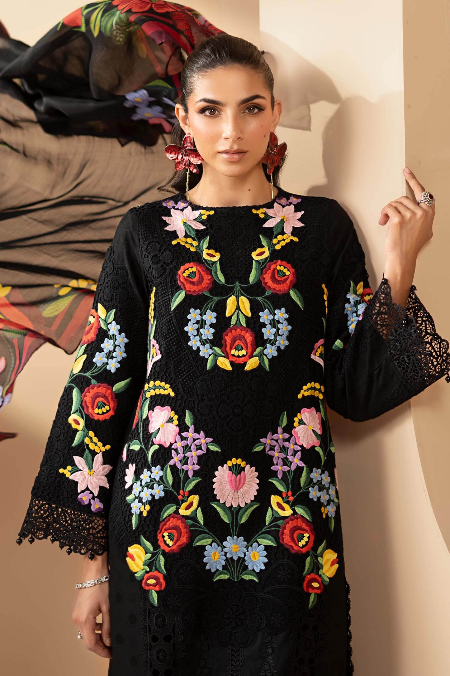 3 Piece Embroidered Jacquard Lawn Suit