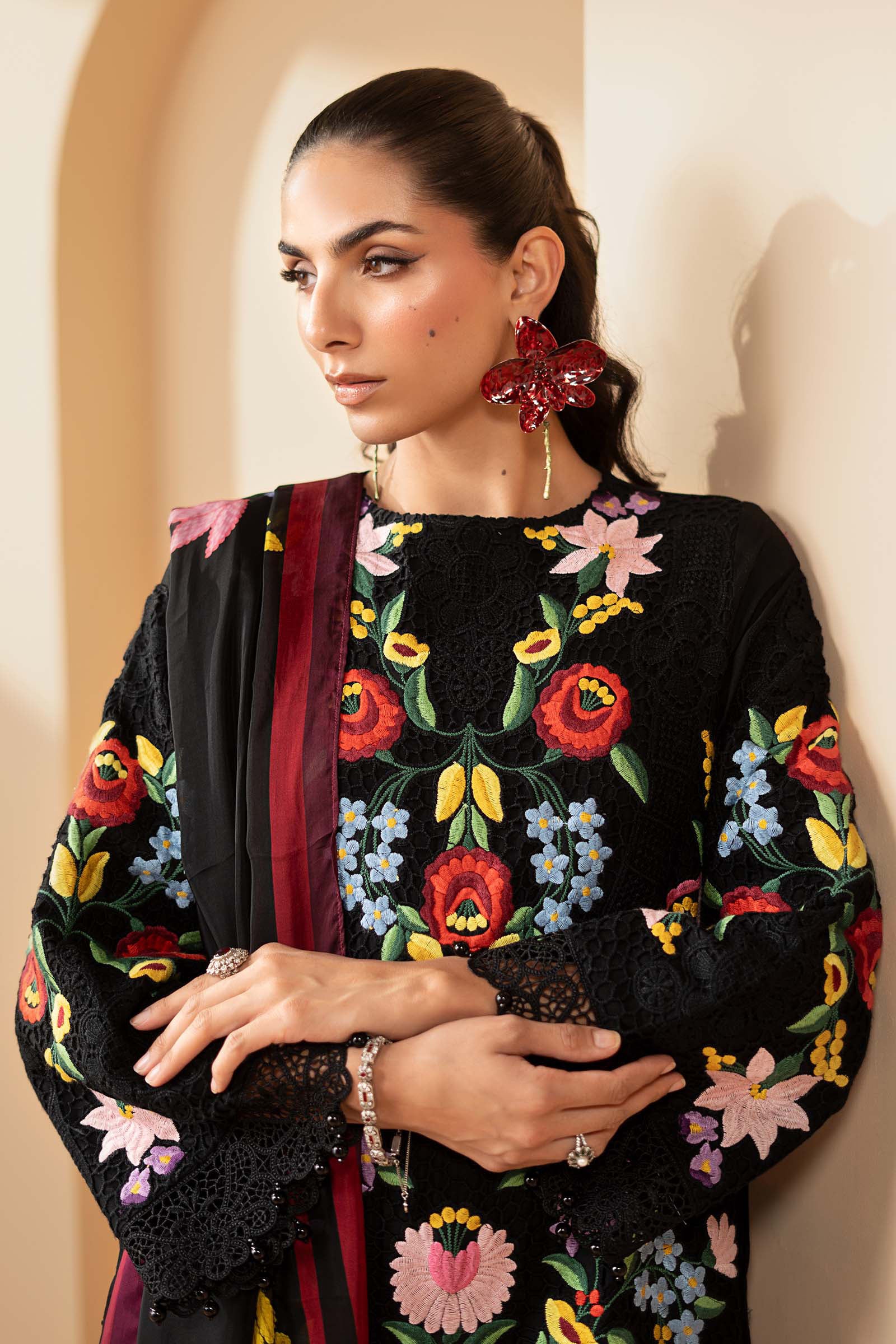 3 Piece Embroidered Jacquard Lawn Suit