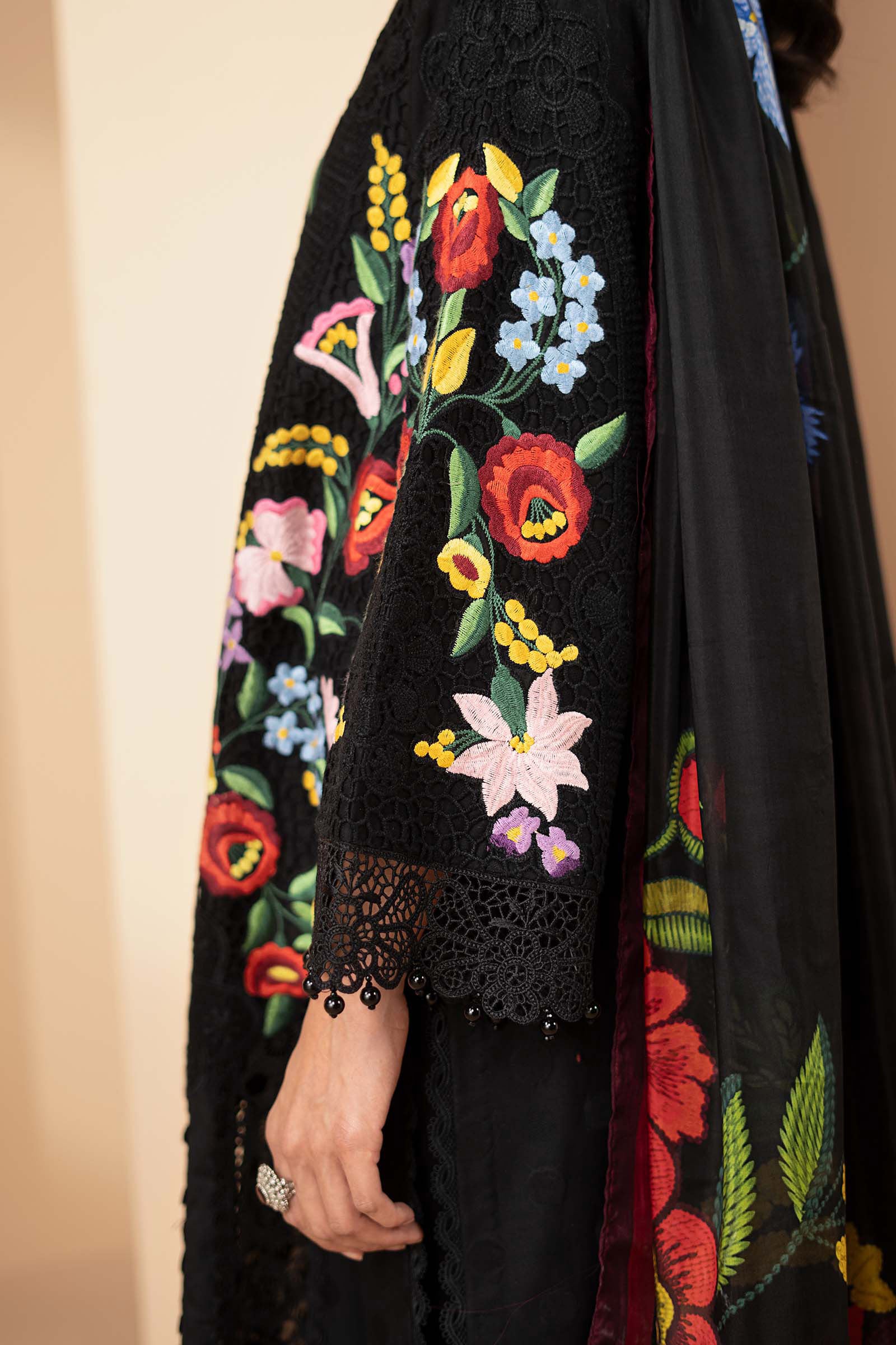 3 Piece Embroidered Jacquard Lawn Suit