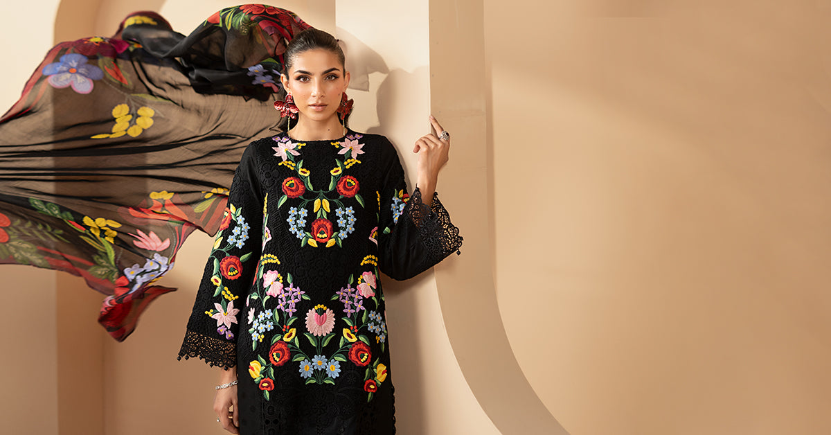 3 Piece Embroidered Jacquard Lawn Suit