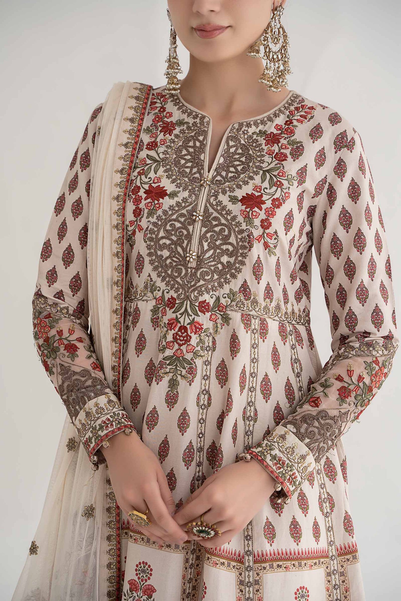 3 PIECE PRINTED LAWN SUIT | DS-2413-A