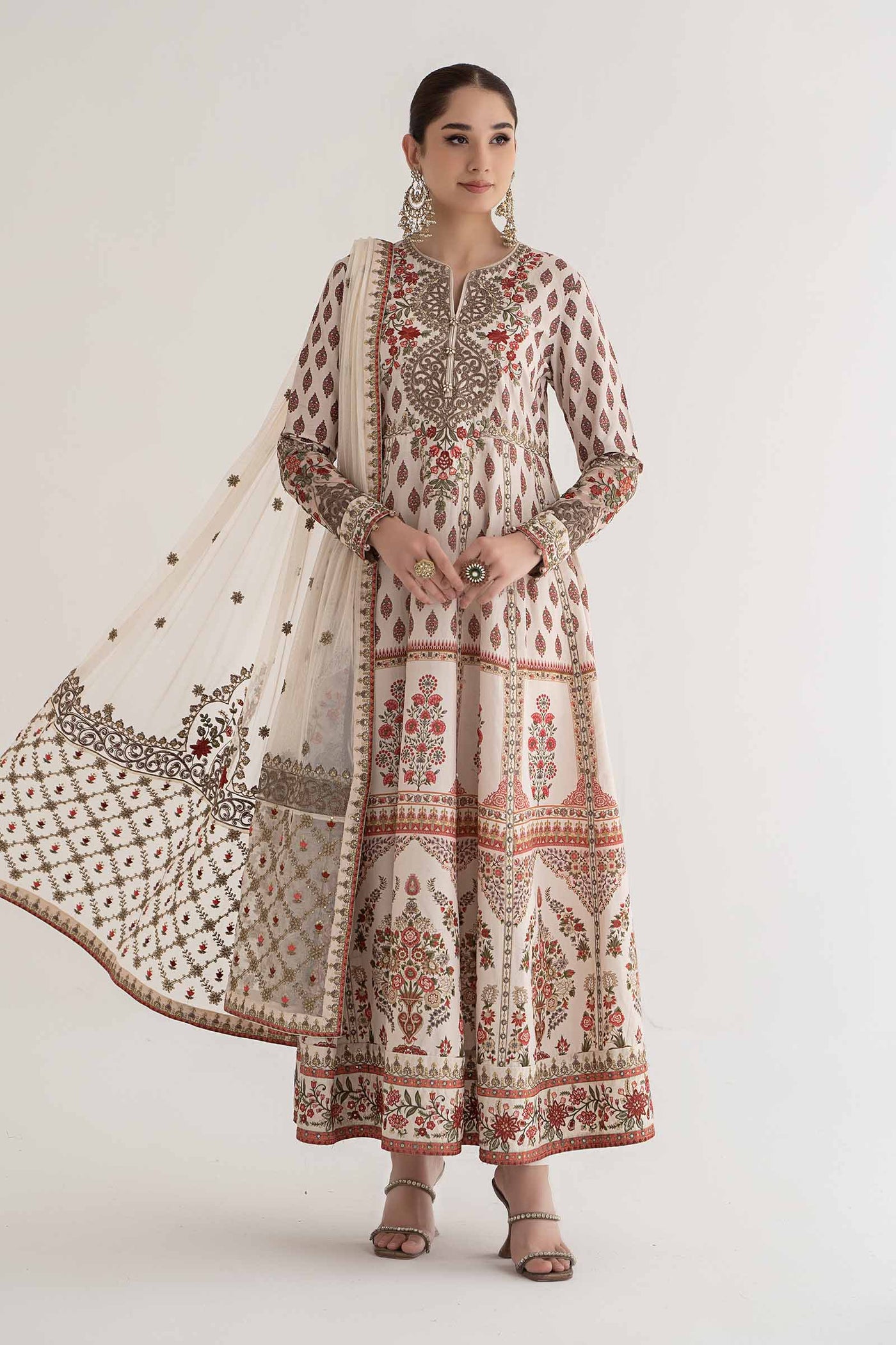 3 PIECE PRINTED LAWN SUIT | DS-2413-A