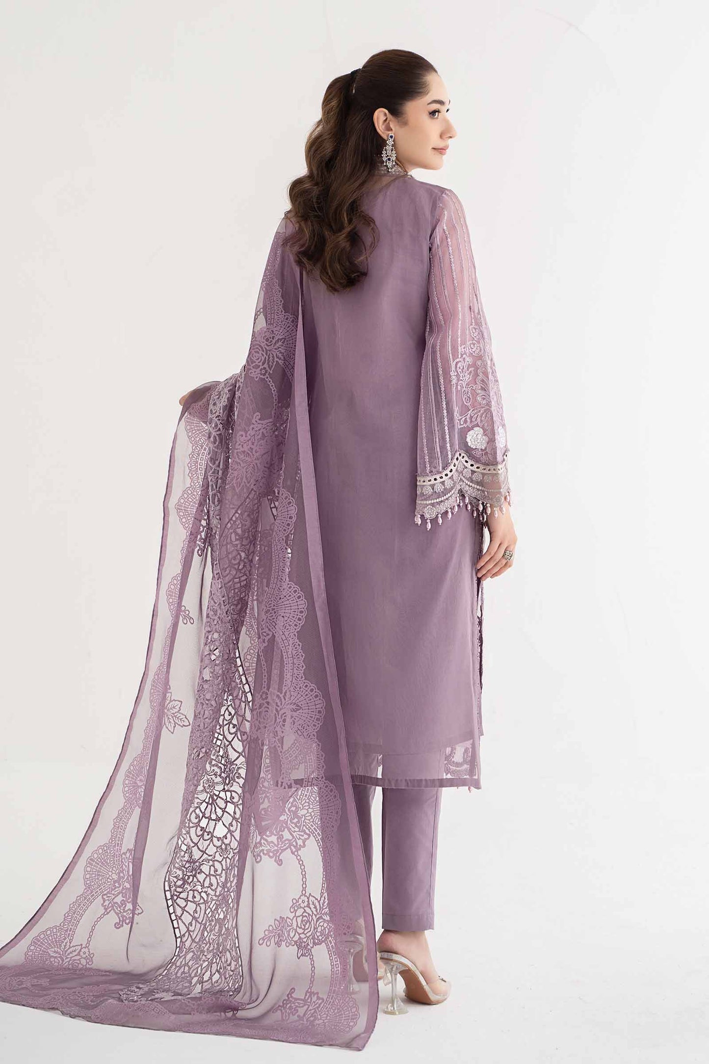 3 Piece Embroidered Organza Suit | DS-2401-A