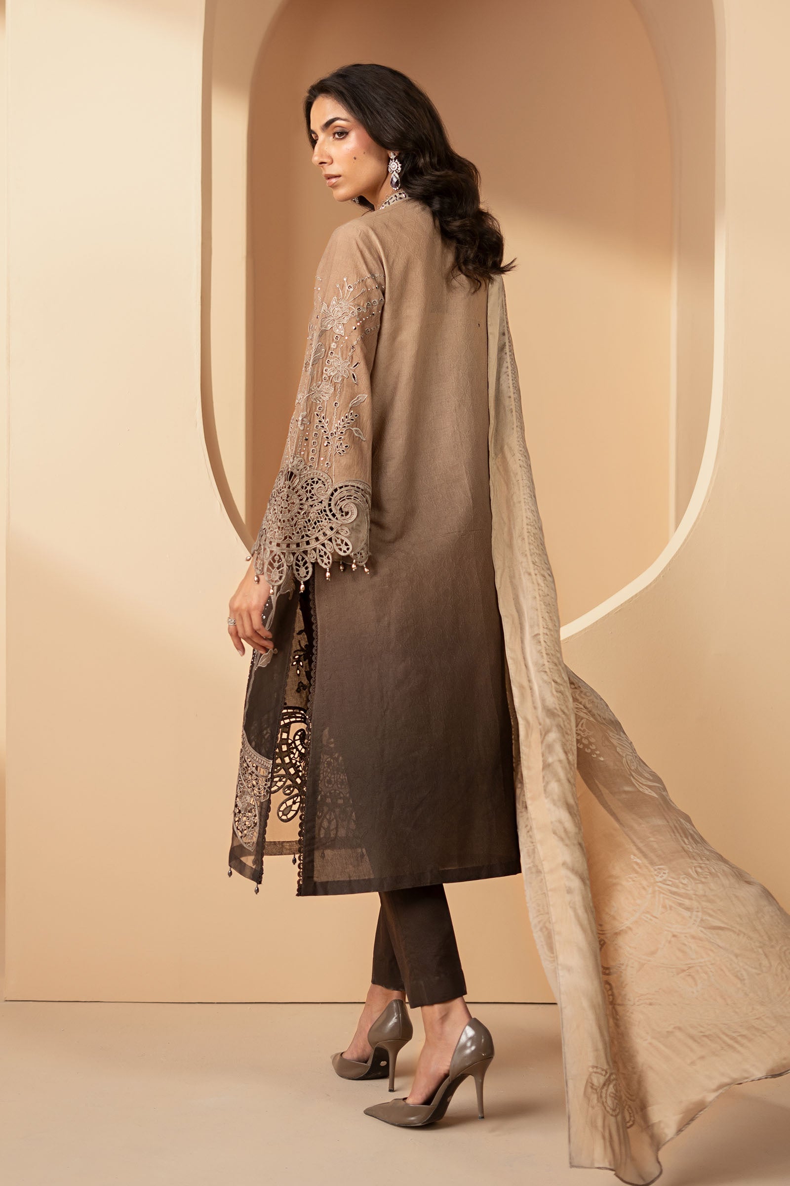 3 Piece Embroidered Jacquard Lawn Suit