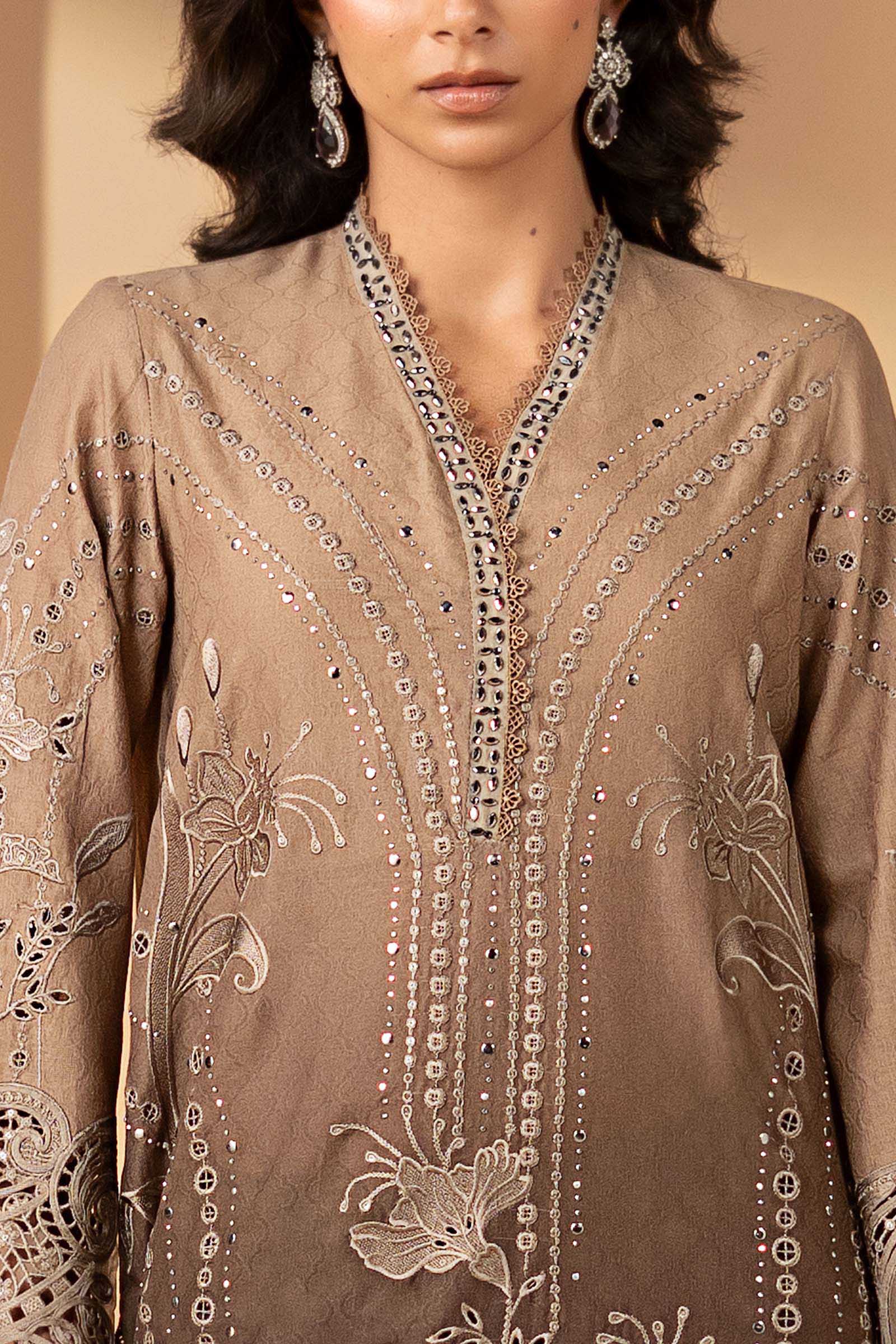 3 Piece Embroidered Jacquard Lawn Suit