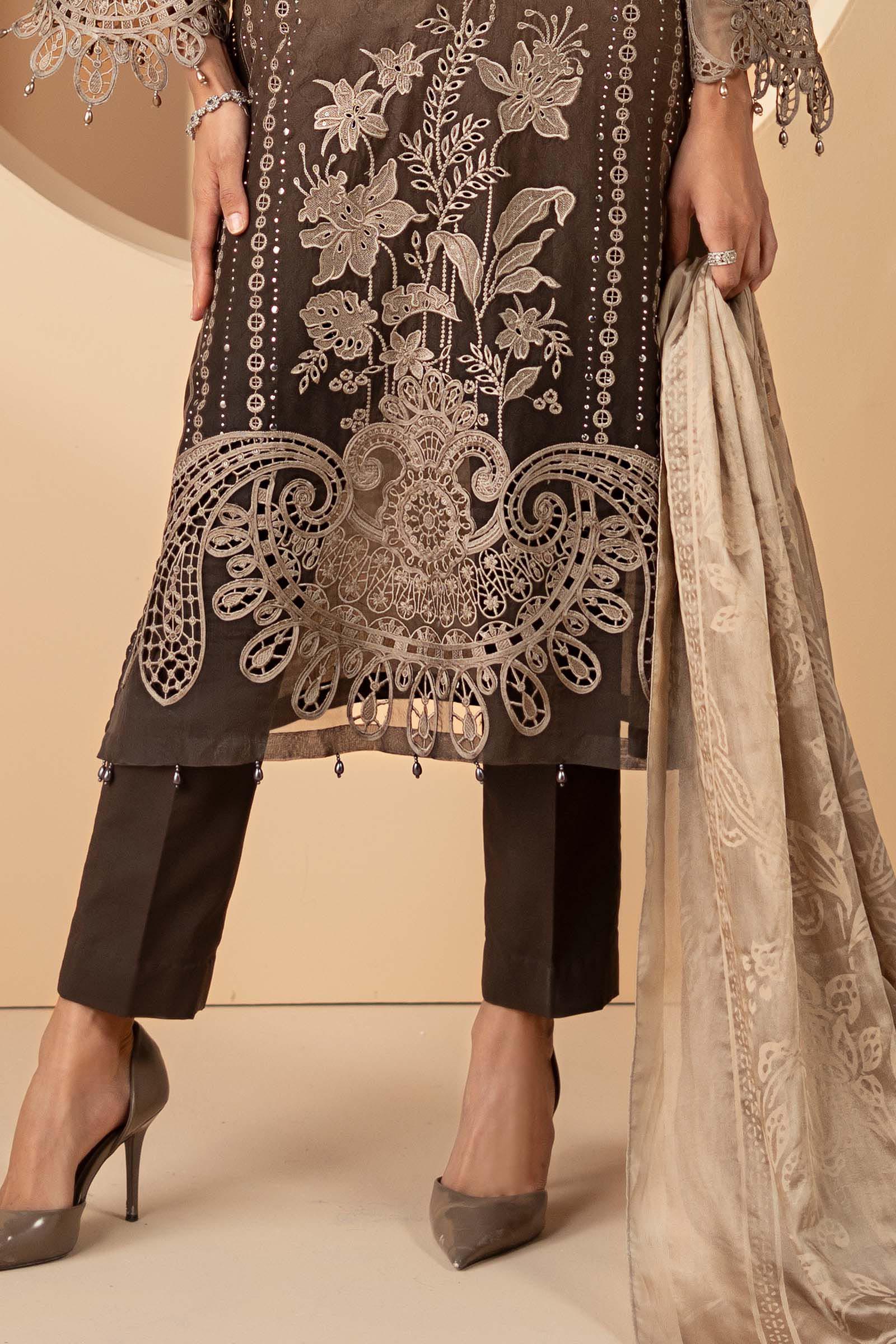 3 Piece Embroidered Jacquard Lawn Suit