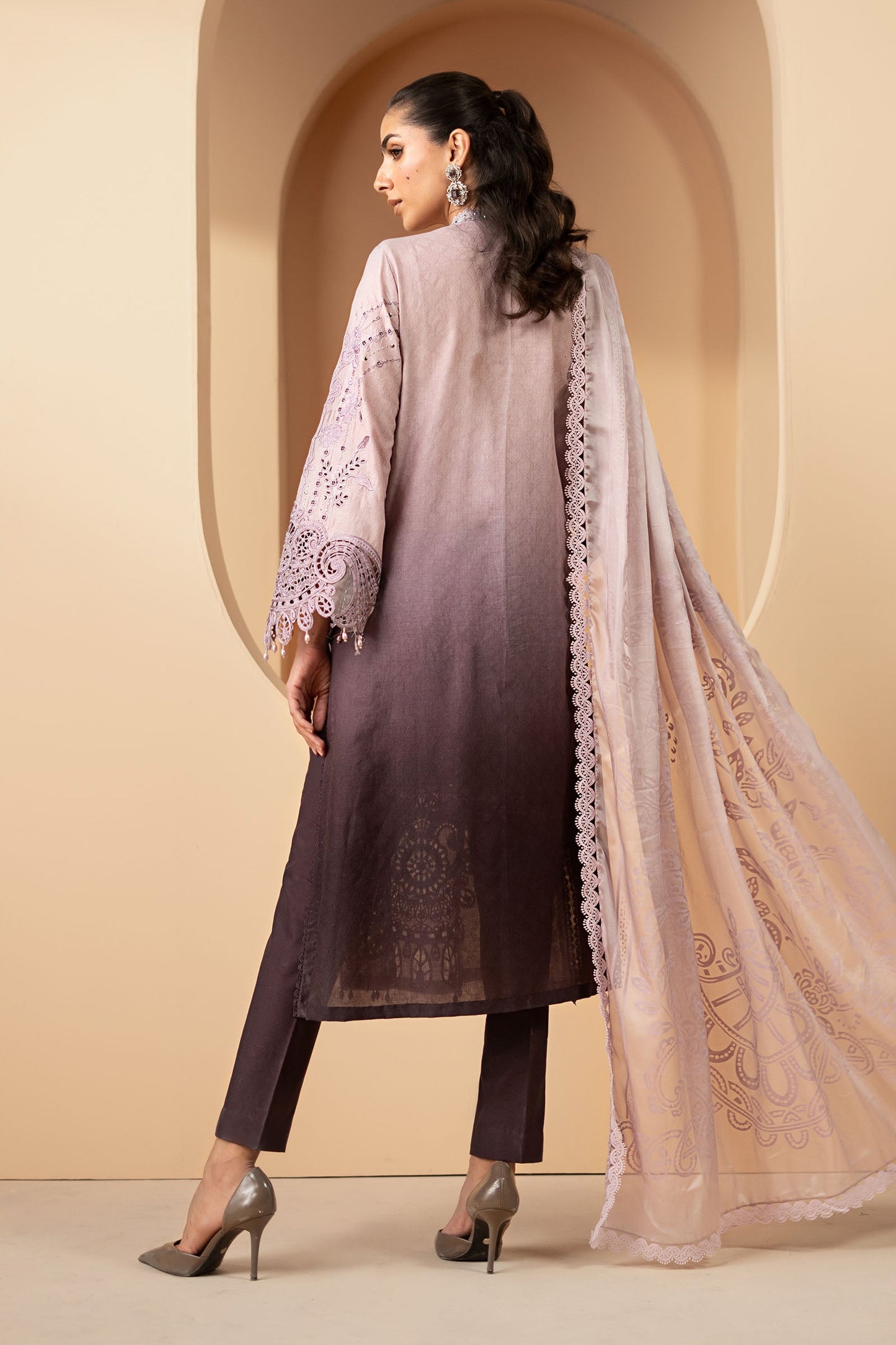 3 Piece Embroidered Jacquard Lawn Suit