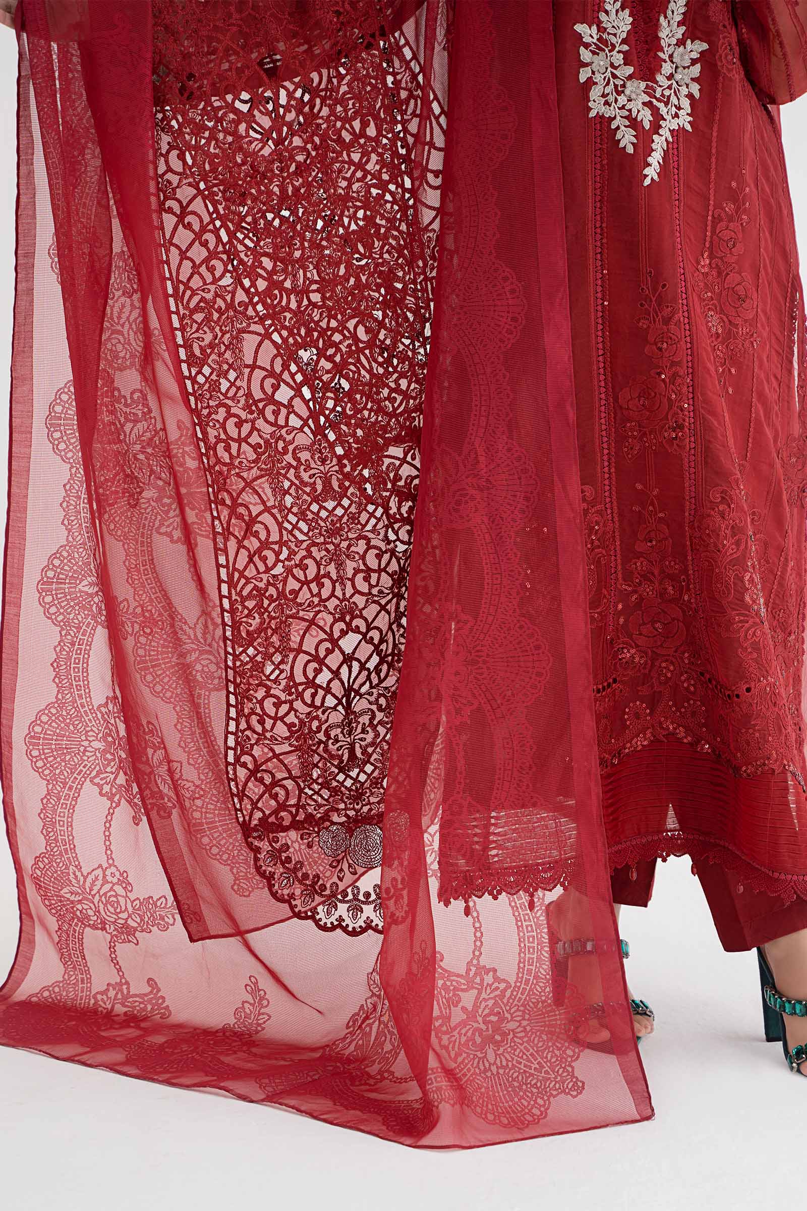3 Piece Embroidered Organza Suit | DS-2401-B