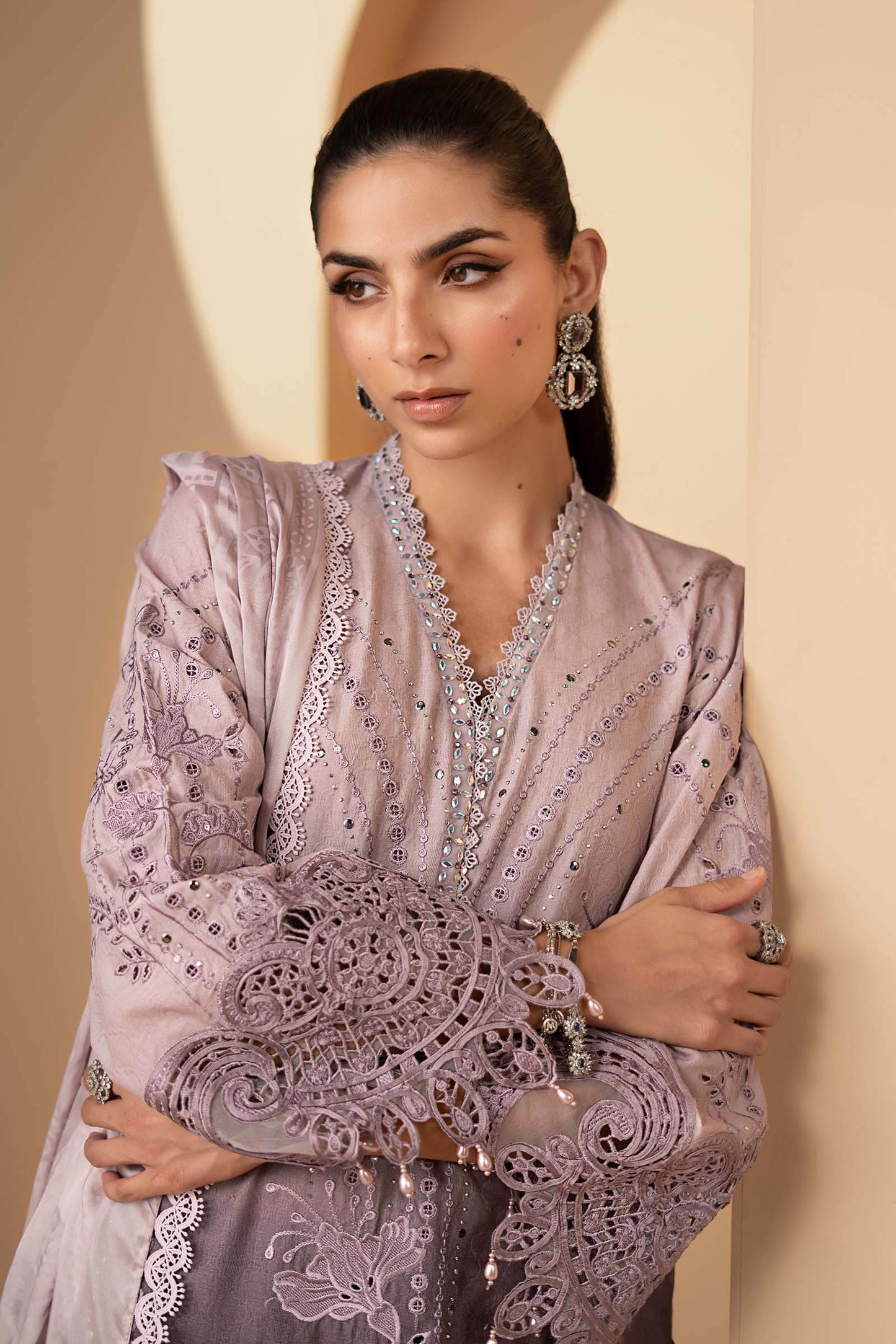3 Piece Embroidered Jacquard Lawn Suit
