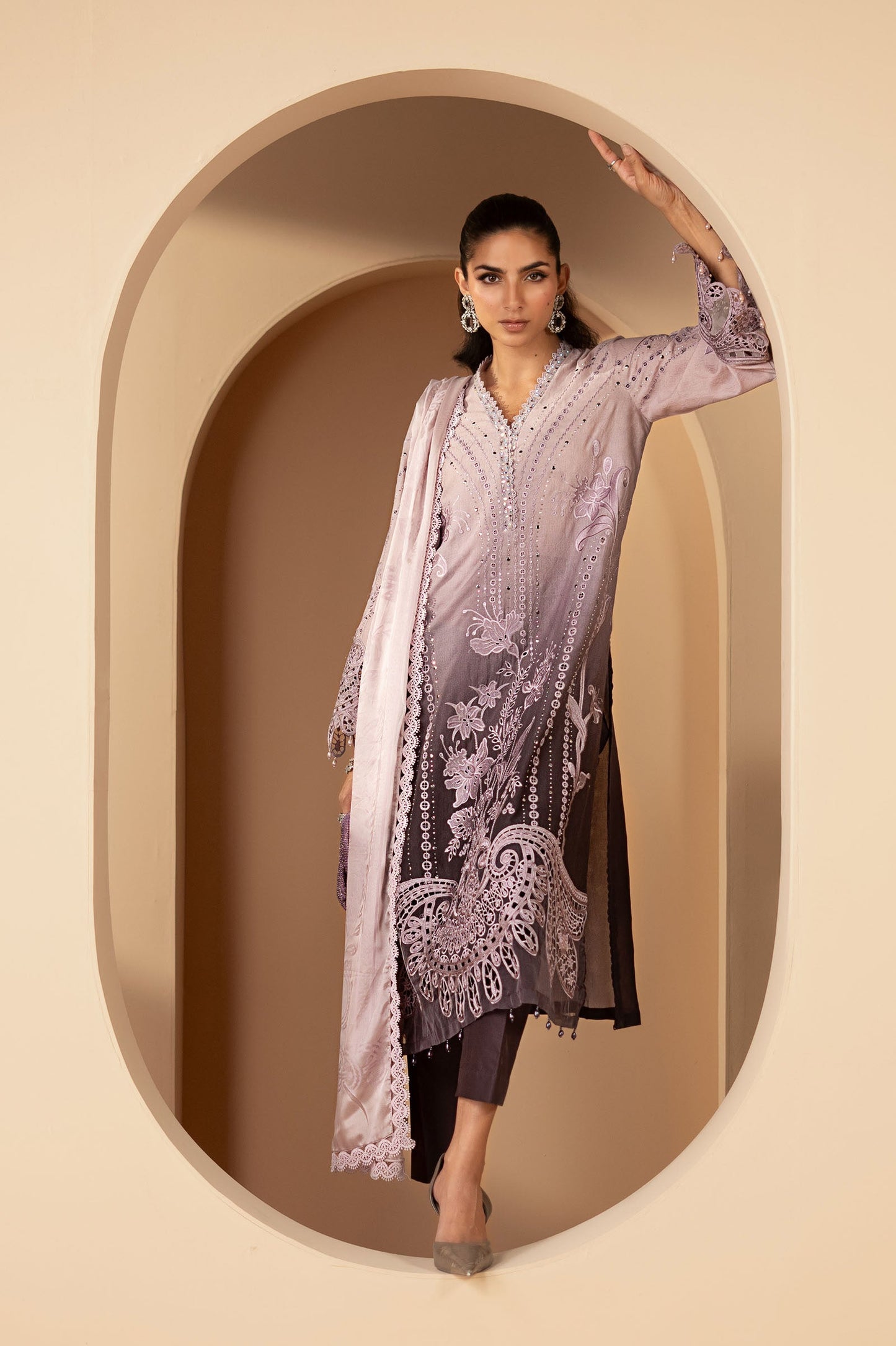 3 Piece Embroidered Jacquard Lawn Suit