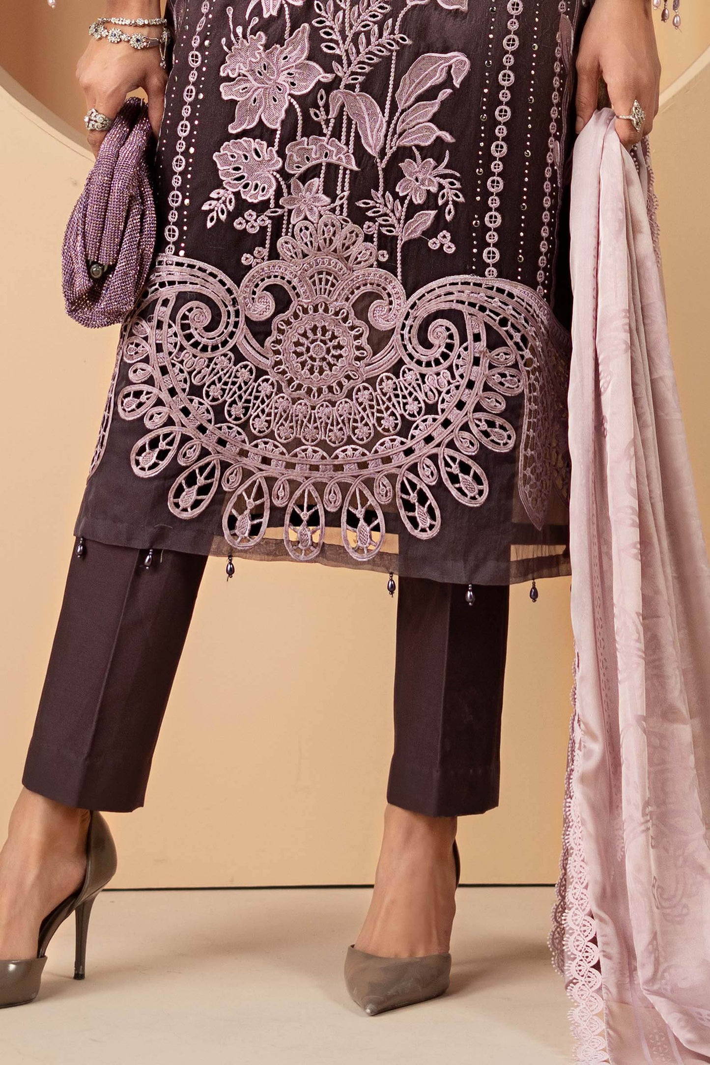 3 Piece Embroidered Jacquard Lawn Suit