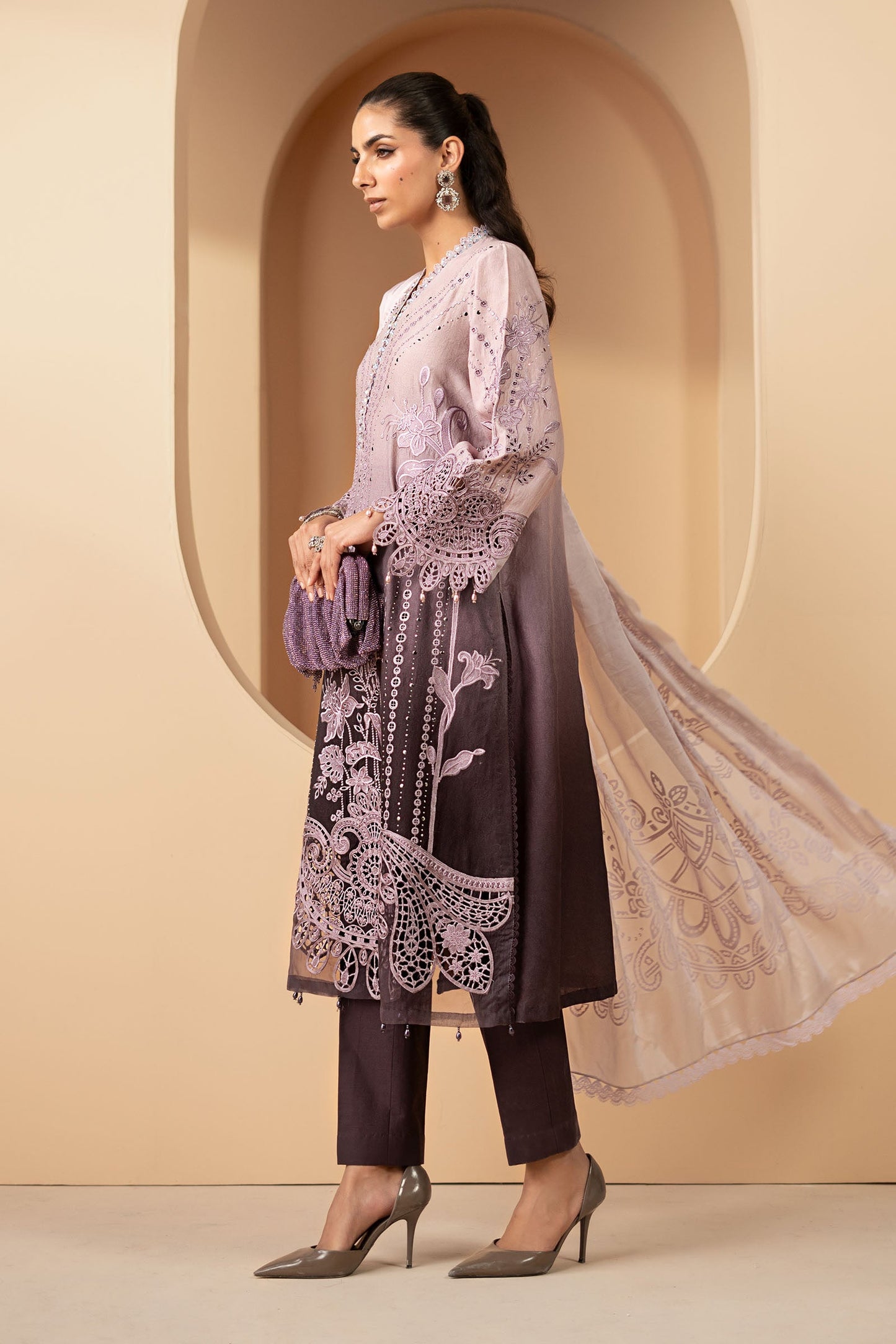 3 Piece Embroidered Jacquard Lawn Suit
