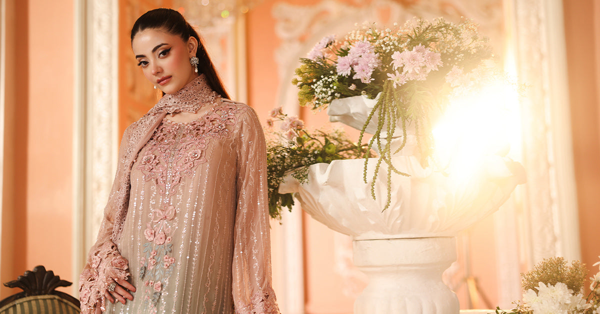 3 Piece Unstitched Embroidered Chiffon Suit