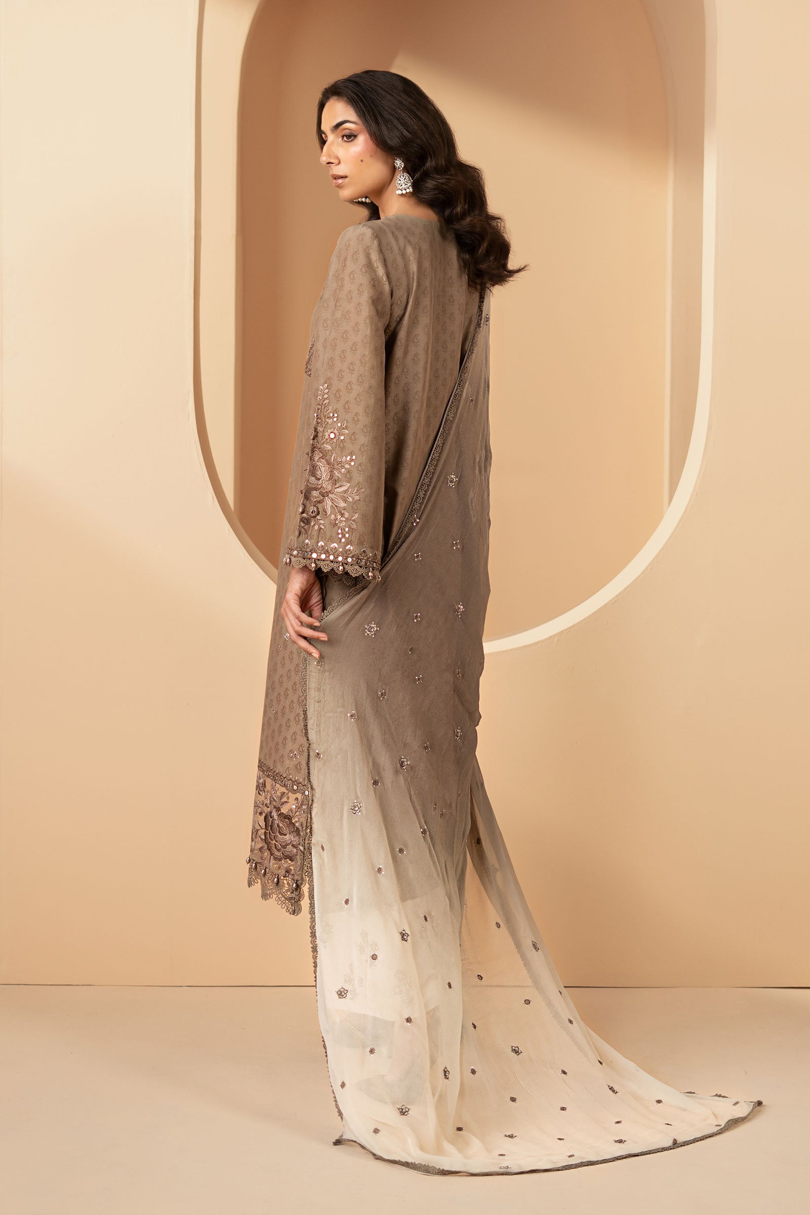 3 Piece Embroidered Jacquard Lawn Suit