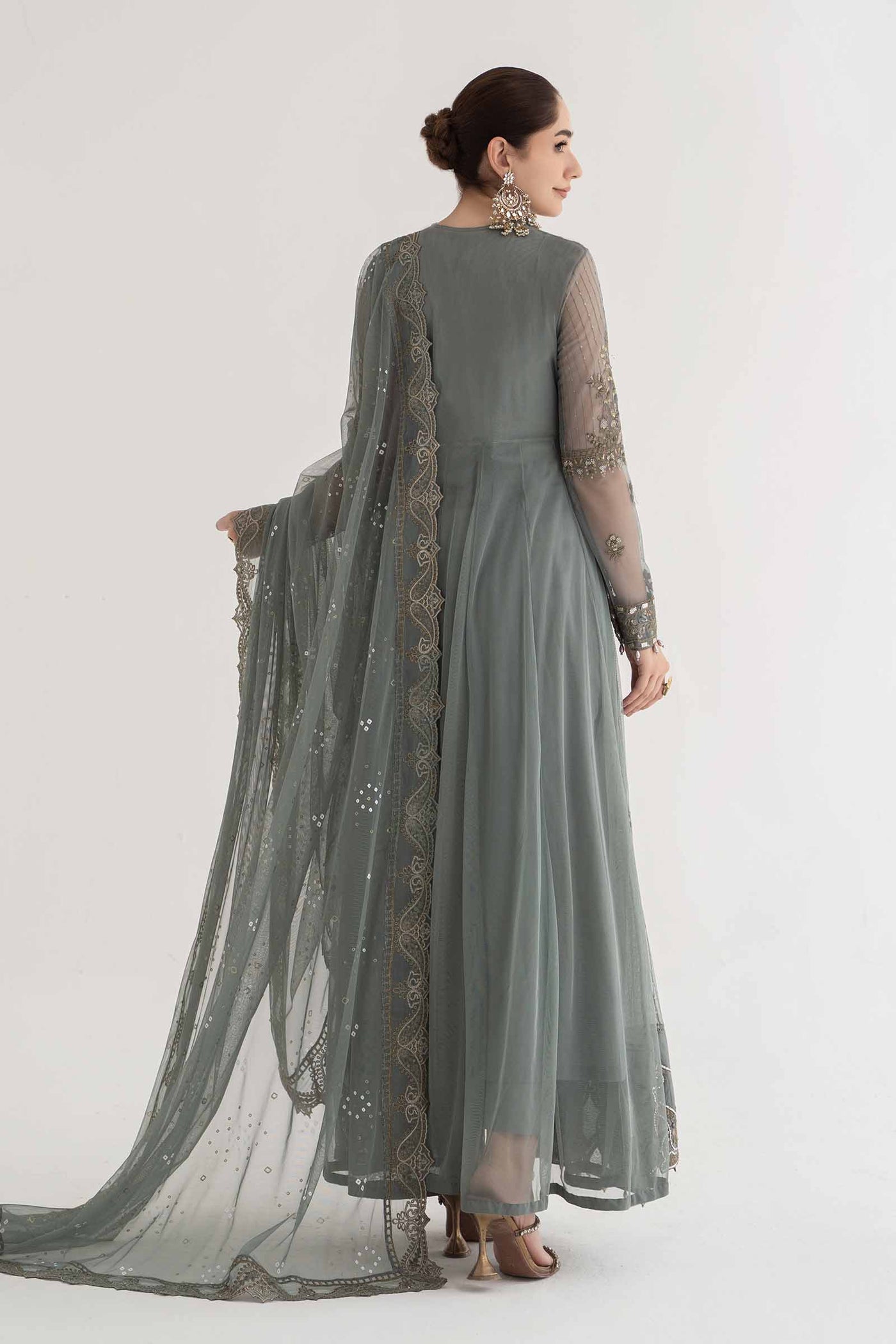 3 Piece Embroidered Net Suit | DS-2403-A