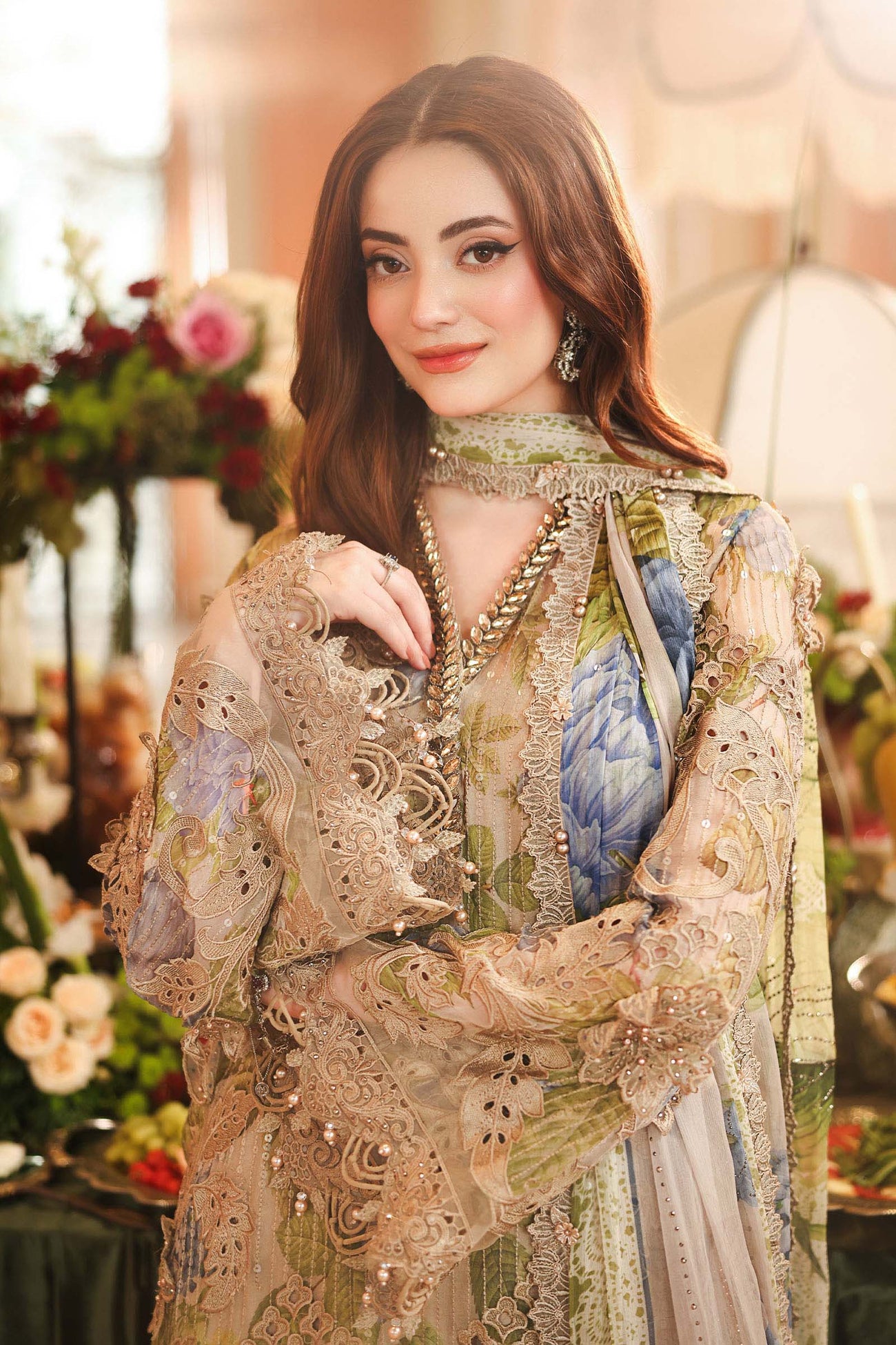 3 Piece Unstitched Embroidered Chiffon Suit