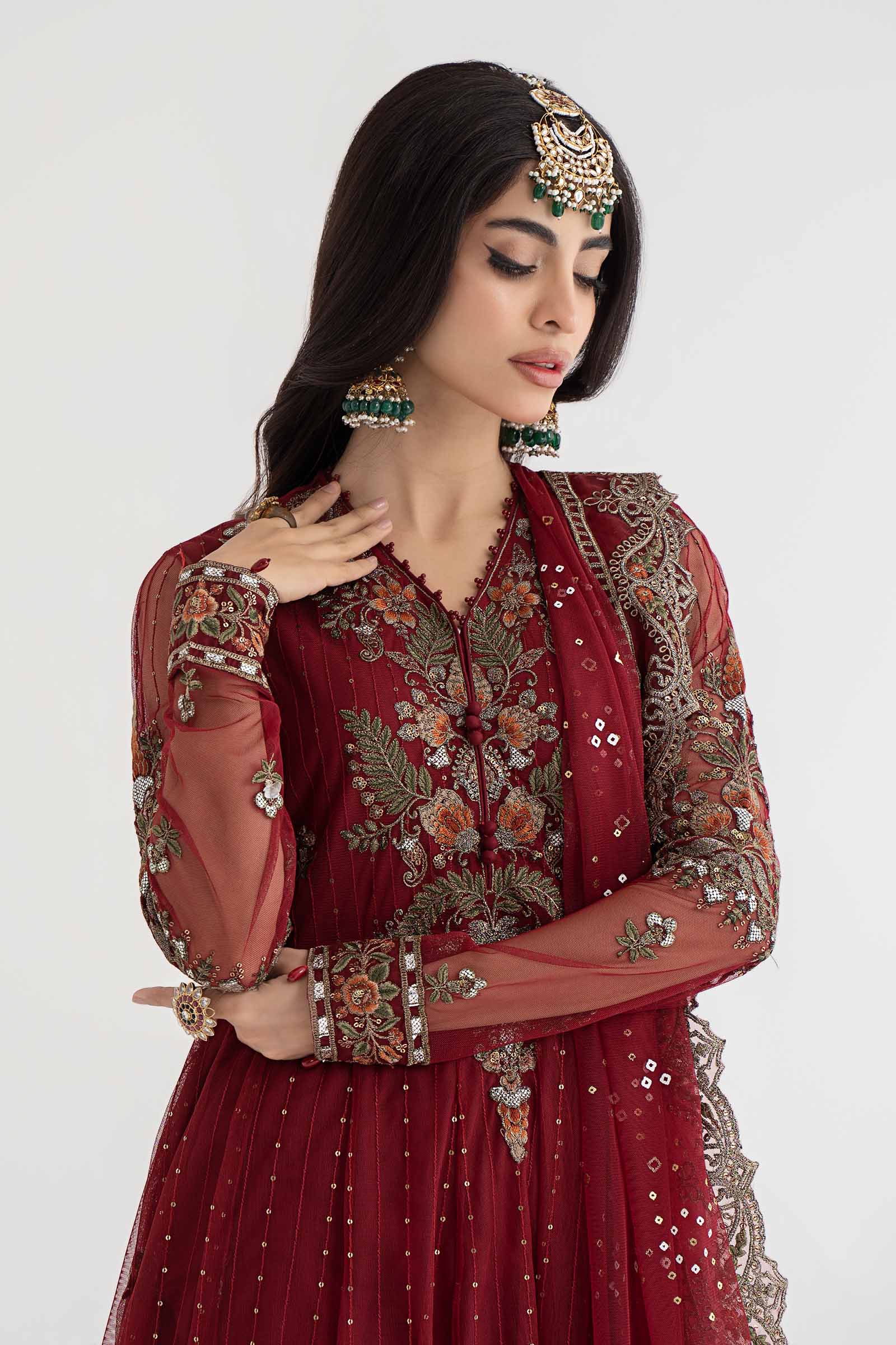 3 Piece Embroidered Net Suit | DS-2403-B