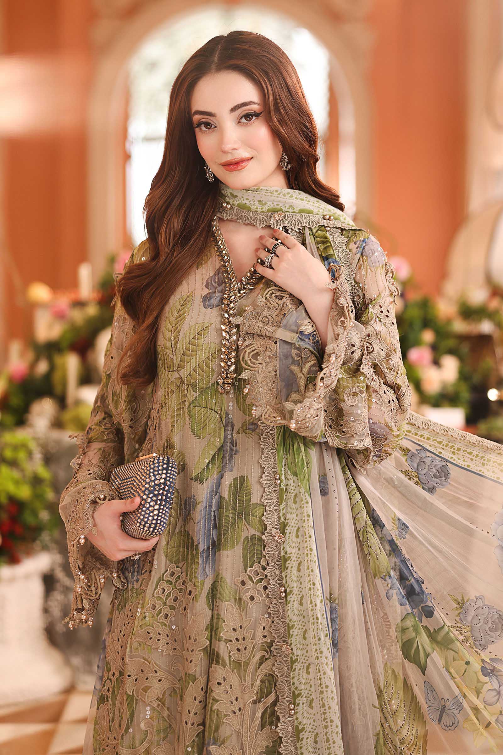 3 Piece Unstitched Embroidered Chiffon Suit