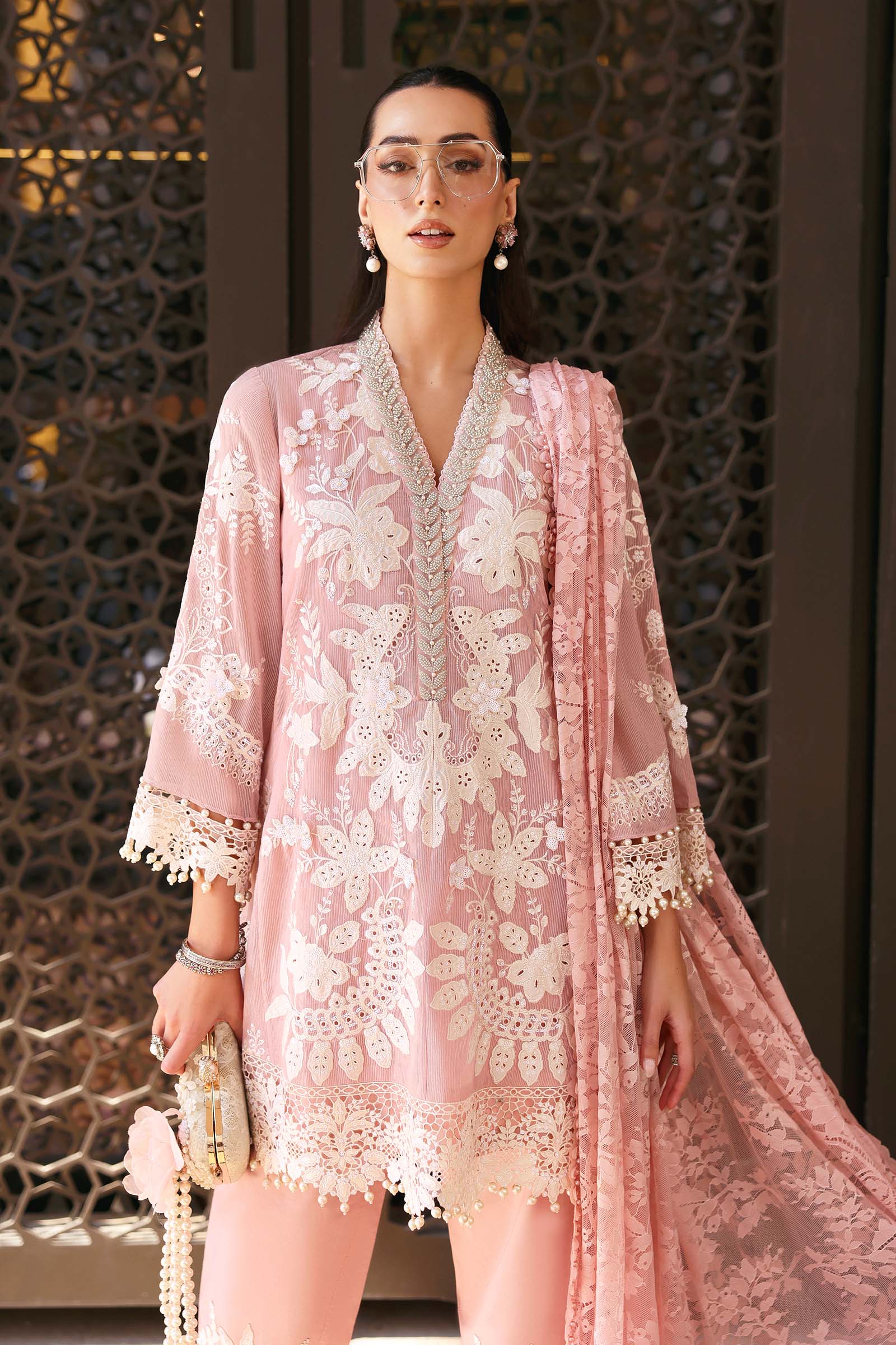 3 Piece Unstitched Embroidered Lawn Karandi Suit