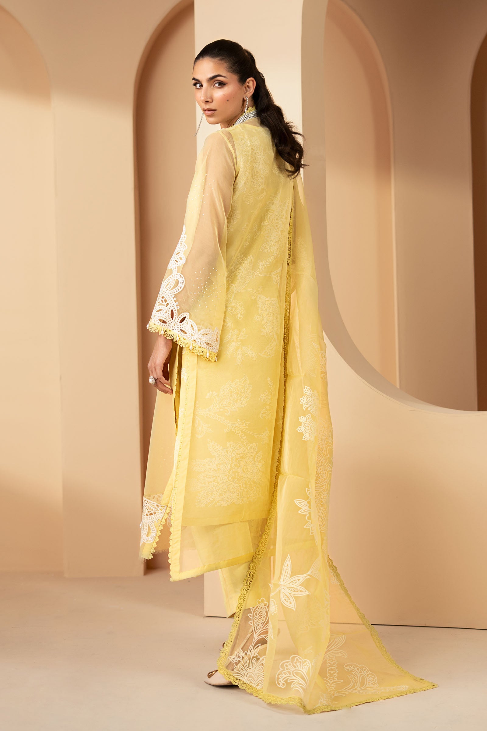 3 Piece Embroidered Organza Suit