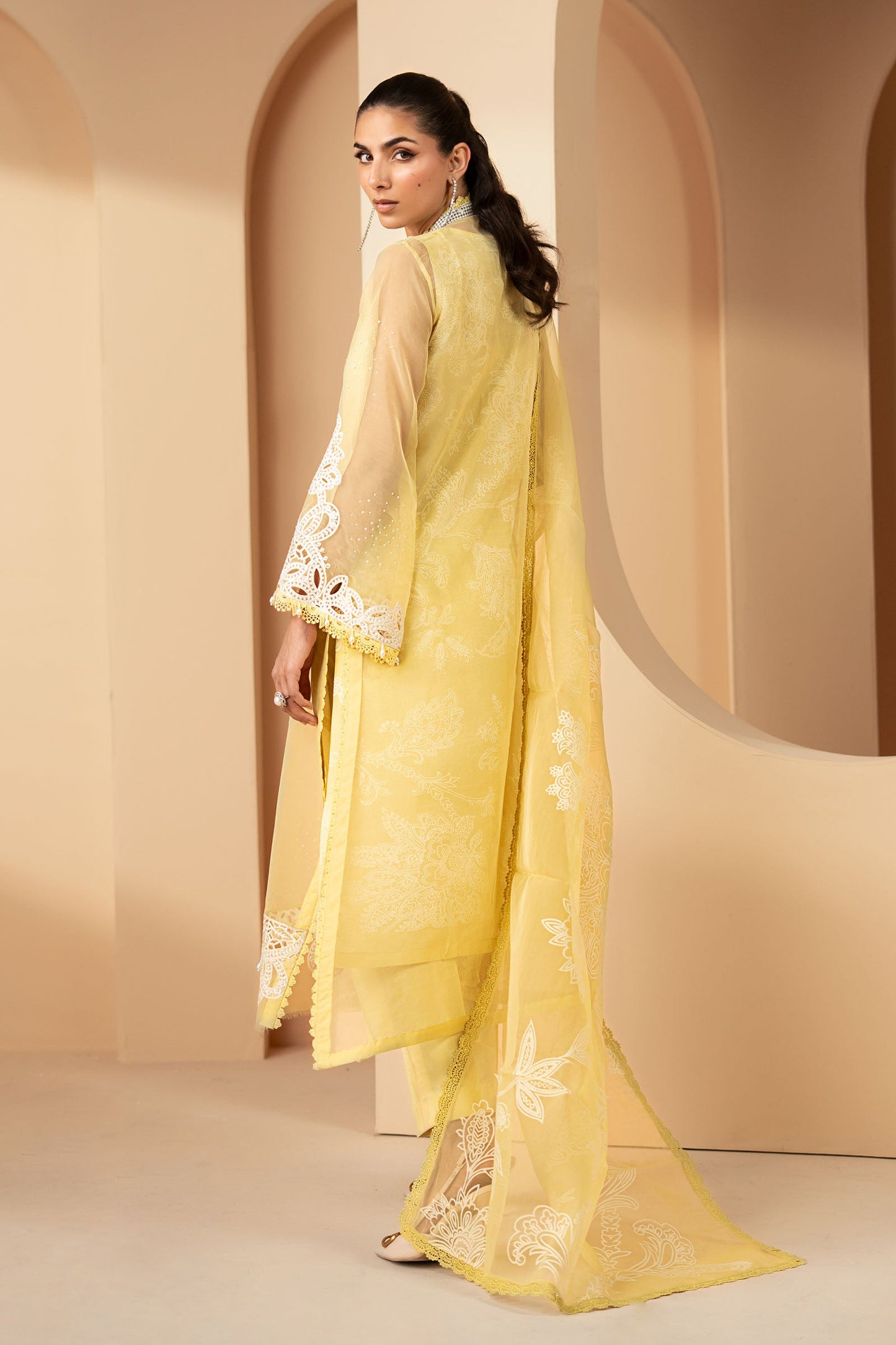 3 Piece Embroidered Organza Suit