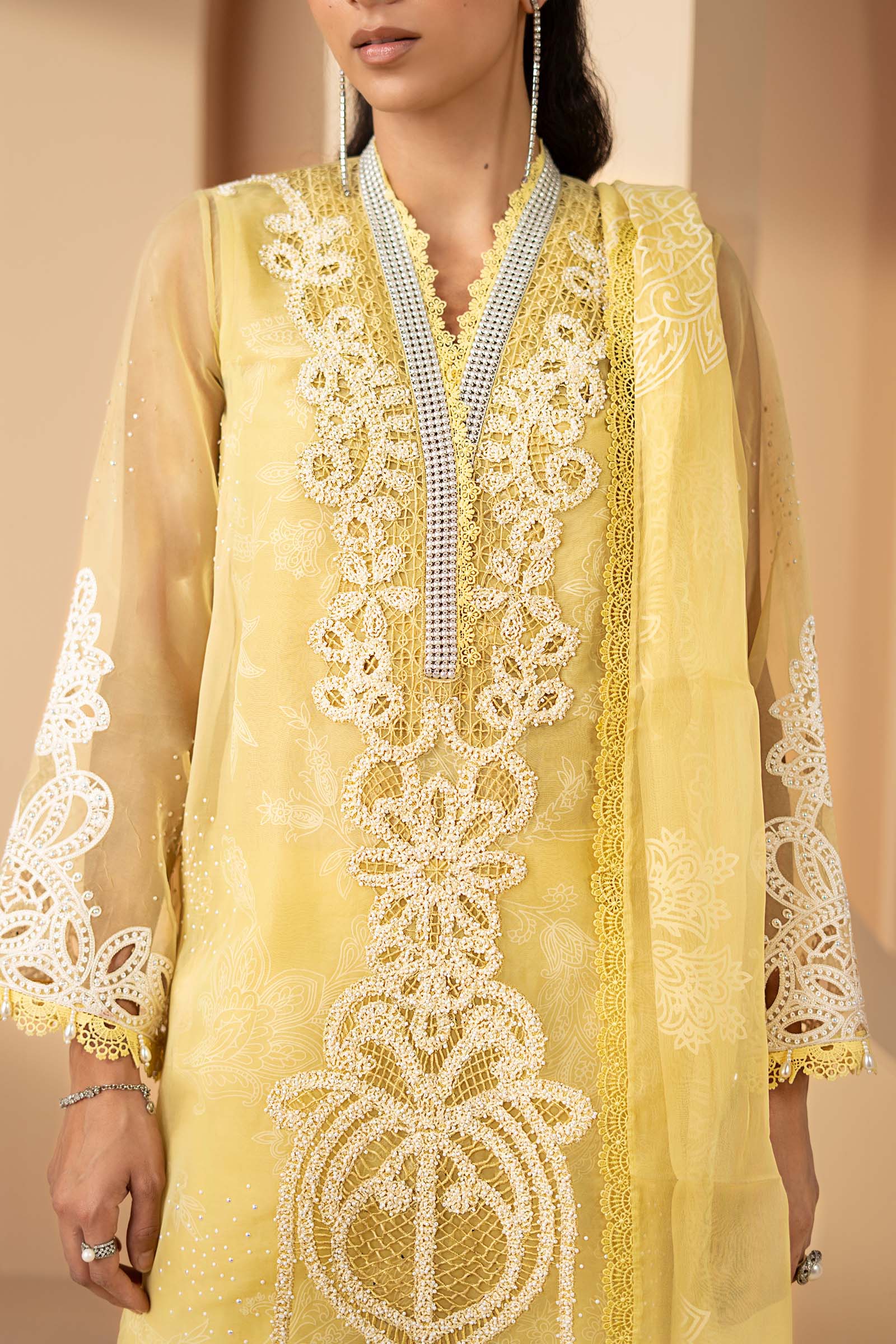 3 Piece Embroidered Organza Suit
