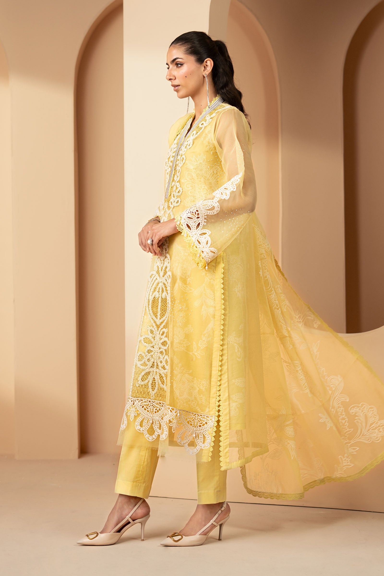3 Piece Embroidered Organza Suit