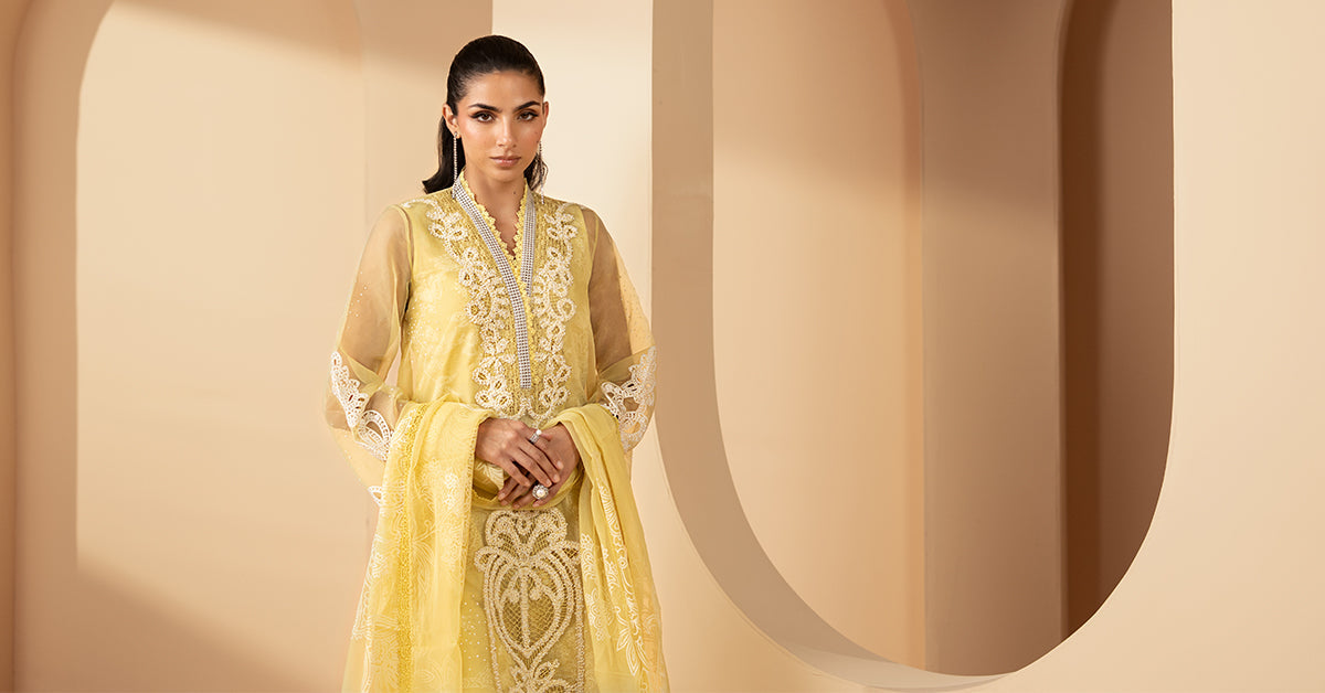 3 Piece Embroidered Organza Suit