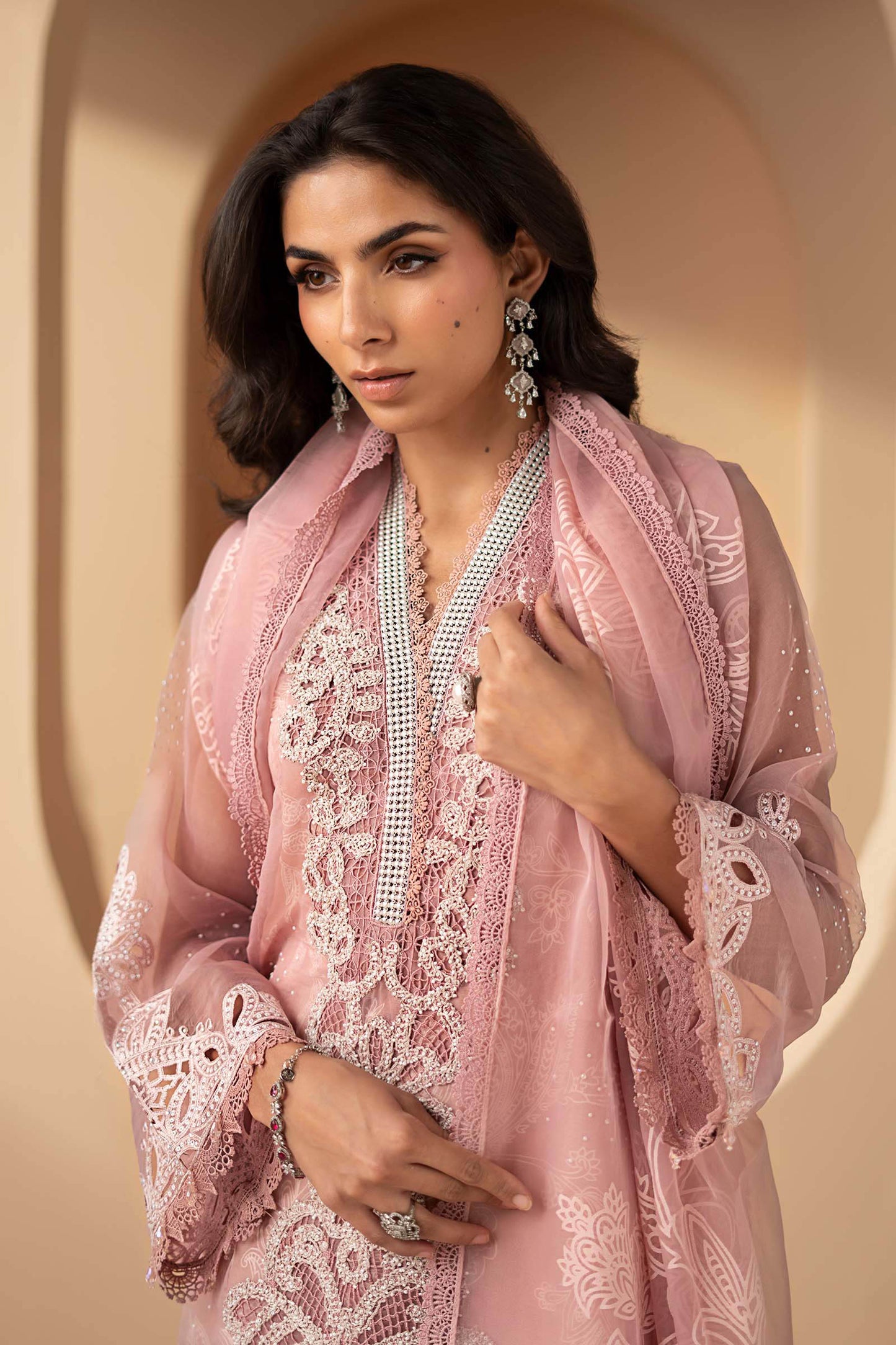 3 Piece Embroidered Organza Suit