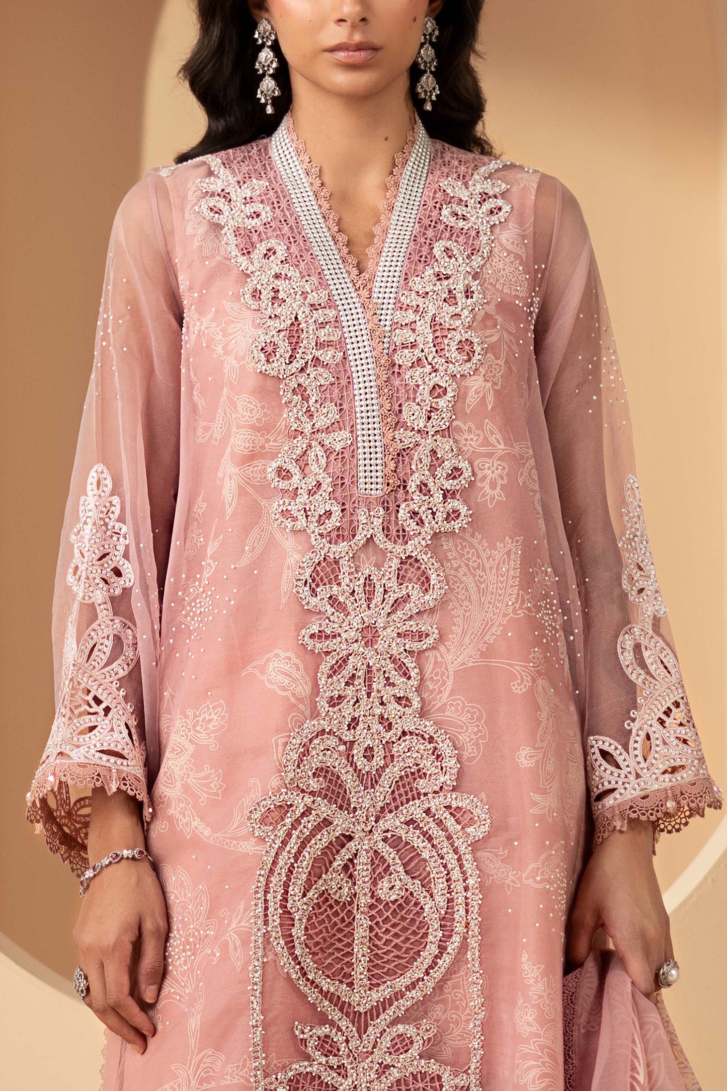 3 Piece Embroidered Organza Suit