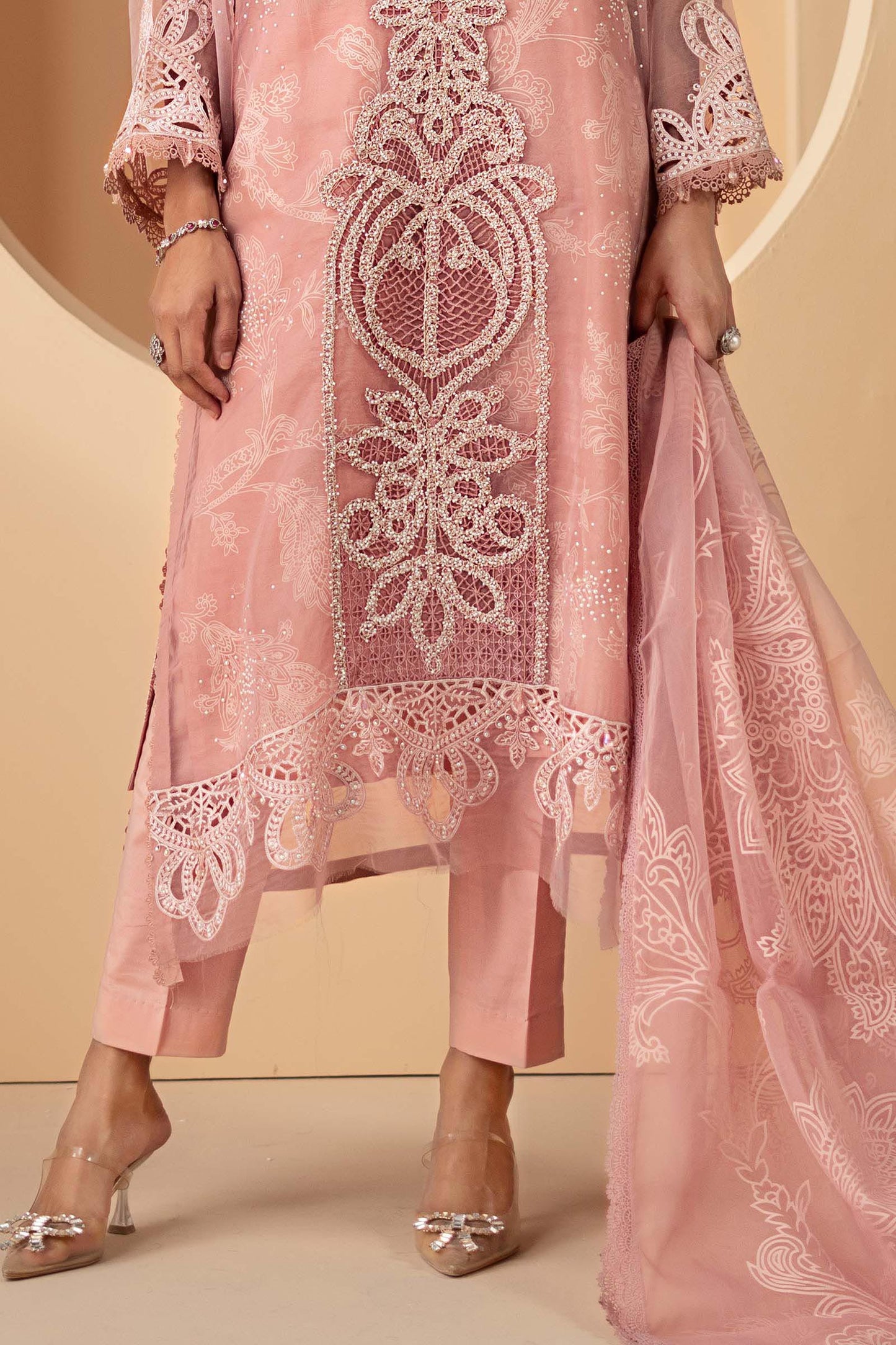 3 Piece Embroidered Organza Suit