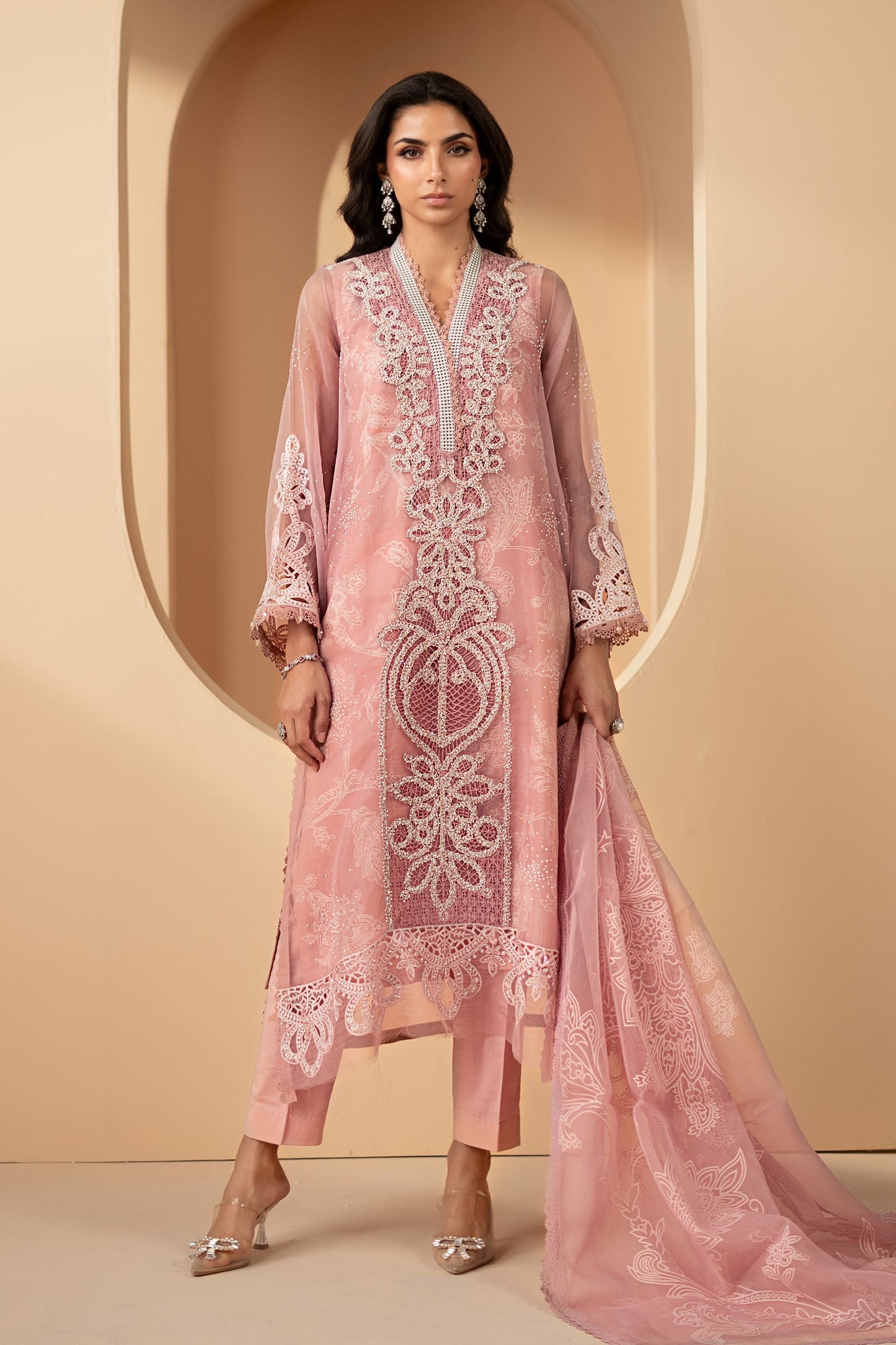 3 Piece Embroidered Organza Suit