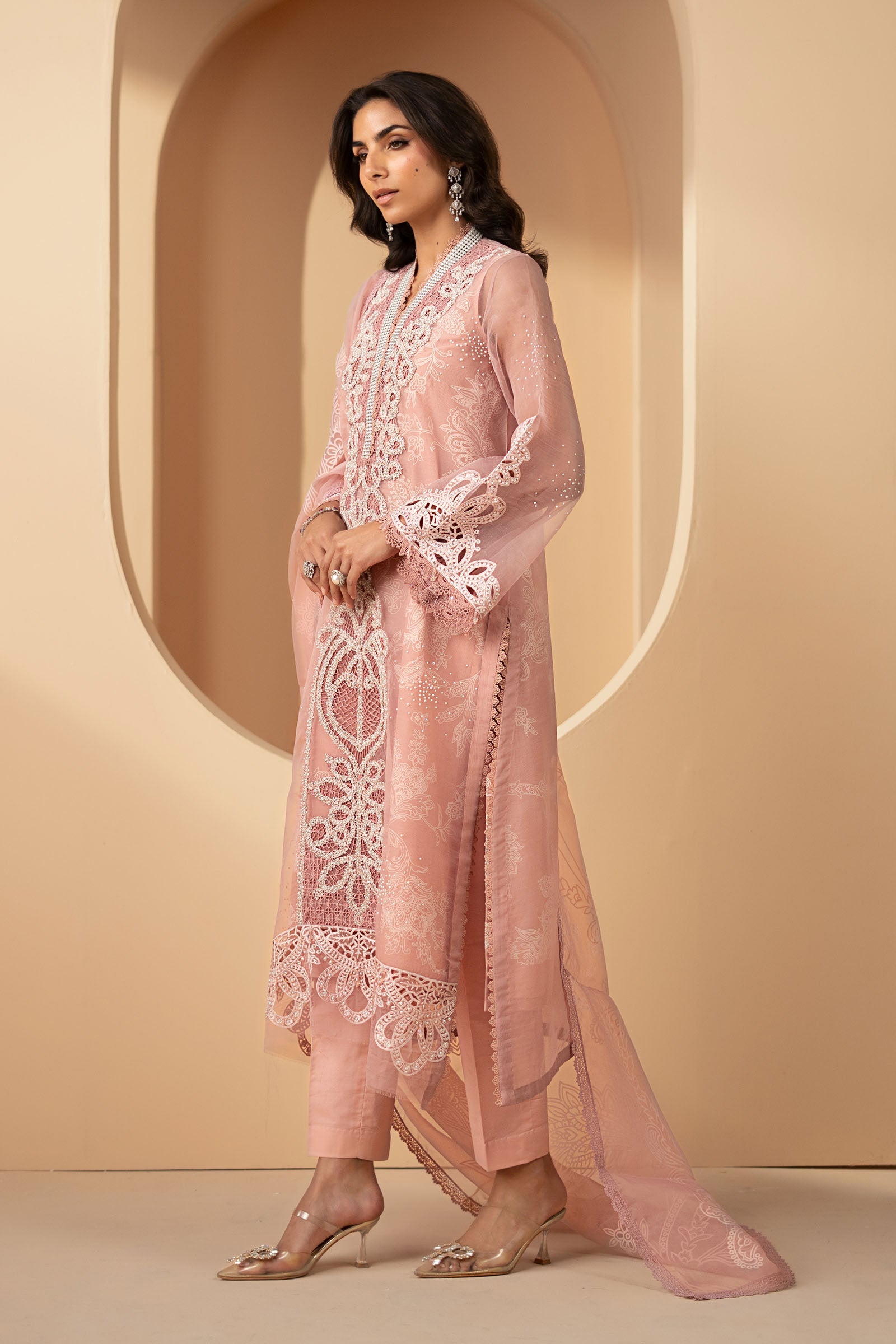3 Piece Embroidered Organza Suit