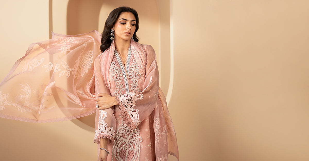 3 Piece Embroidered Organza Suit