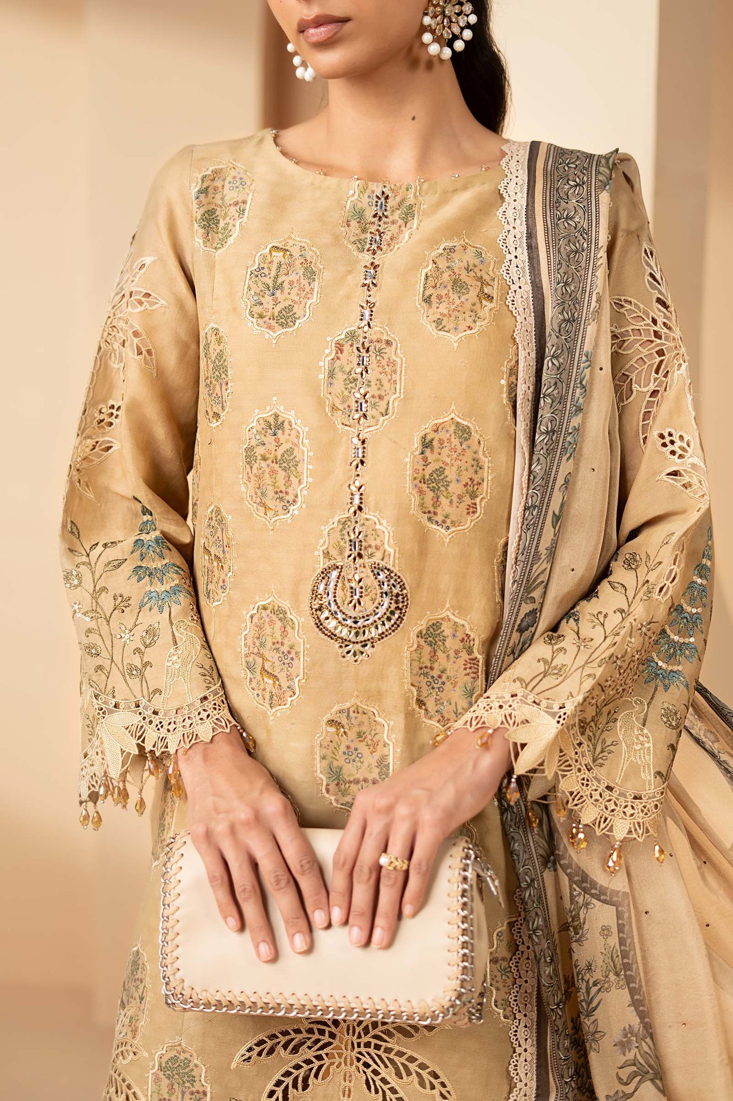 3 Piece Embroidered Jacquard Lawn Suit